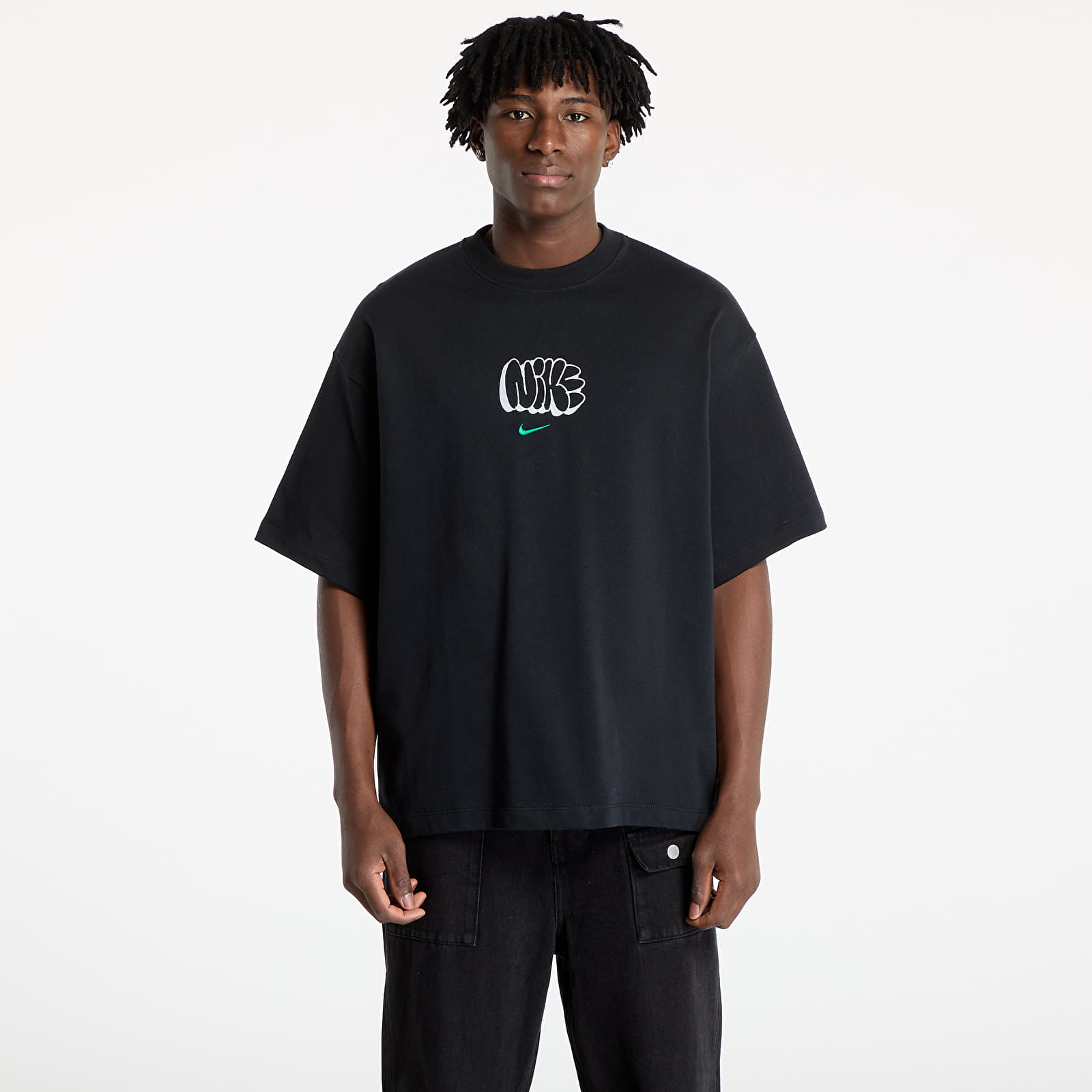 Heren T-shirts Nike Solo Swoosh Tee GPX Black/ Malachite