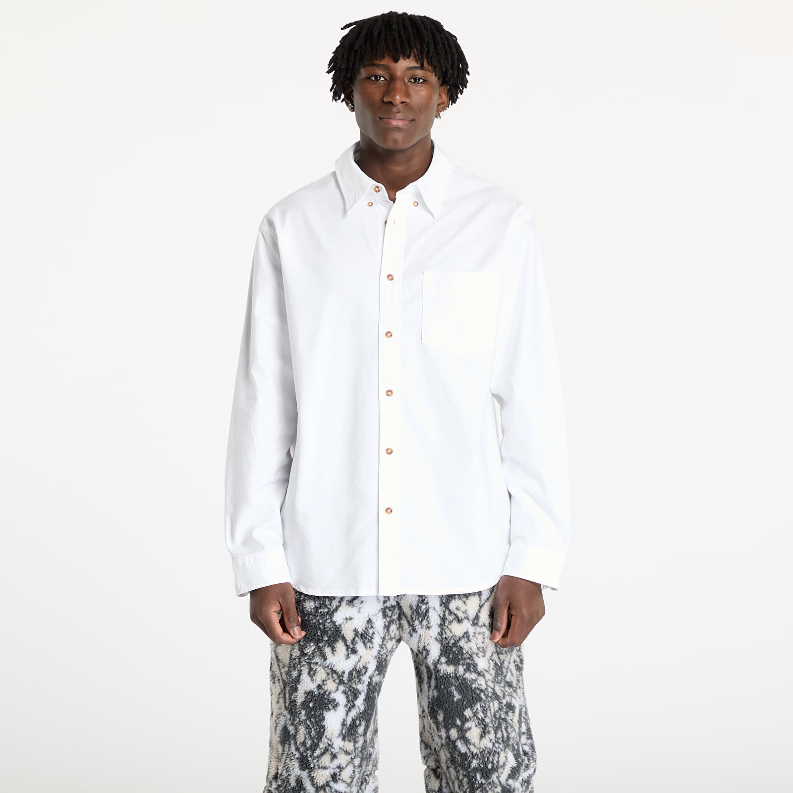 Overhemden Nike Life Men's Long-Sleeve Oxford Button-Down Shirt White/ White/ White