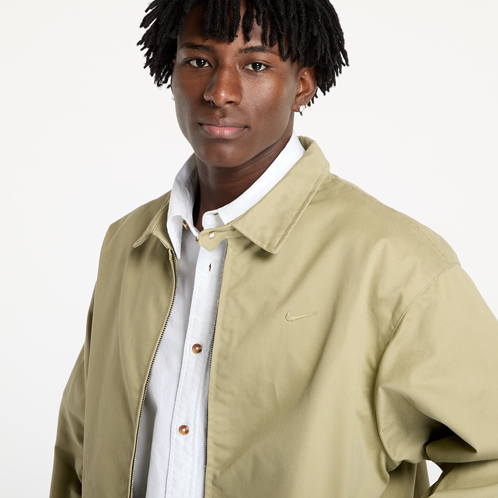 Herenjassen Nike Life Men's Woven Harrington Jacket Neutral Olive/ Neutral Olive