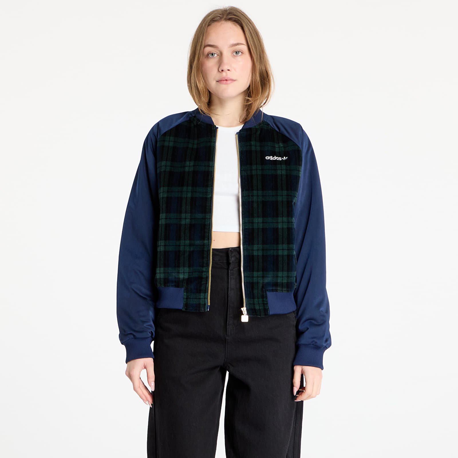 Chaquetas de mujer adidas Tartan Jacket Night Indigo/ Black/ Green