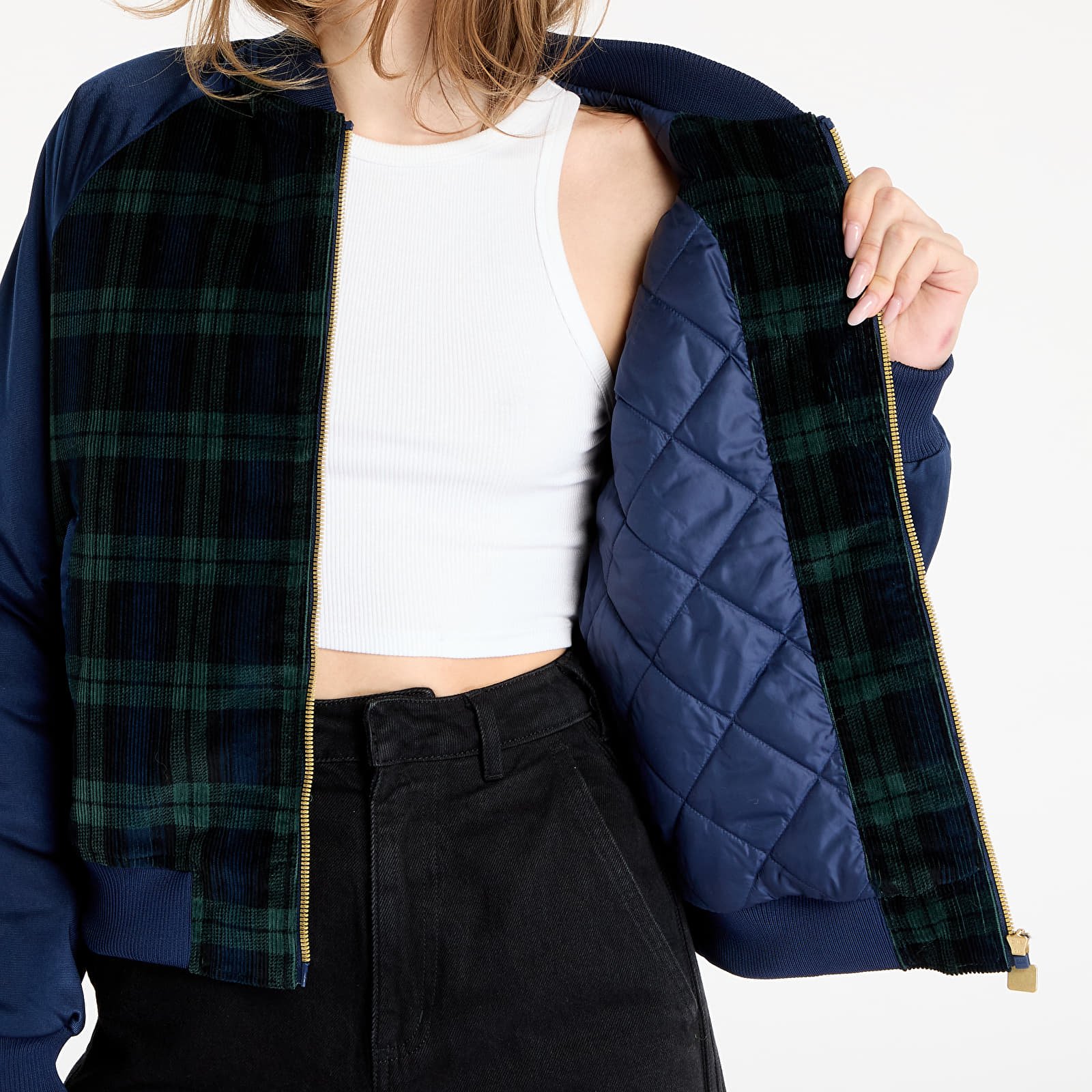 Chaquetas de mujer adidas Tartan Jacket Night Indigo/ Black/ Green