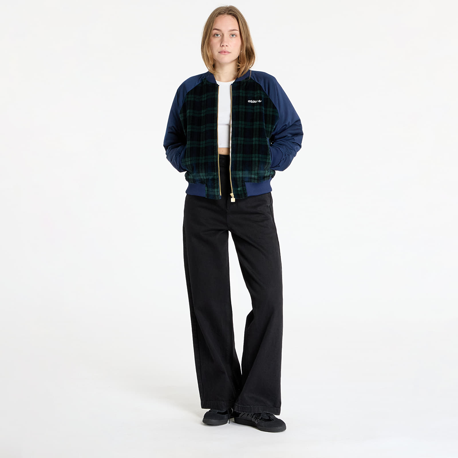 Chaquetas de mujer adidas Tartan Jacket Night Indigo/ Black/ Green