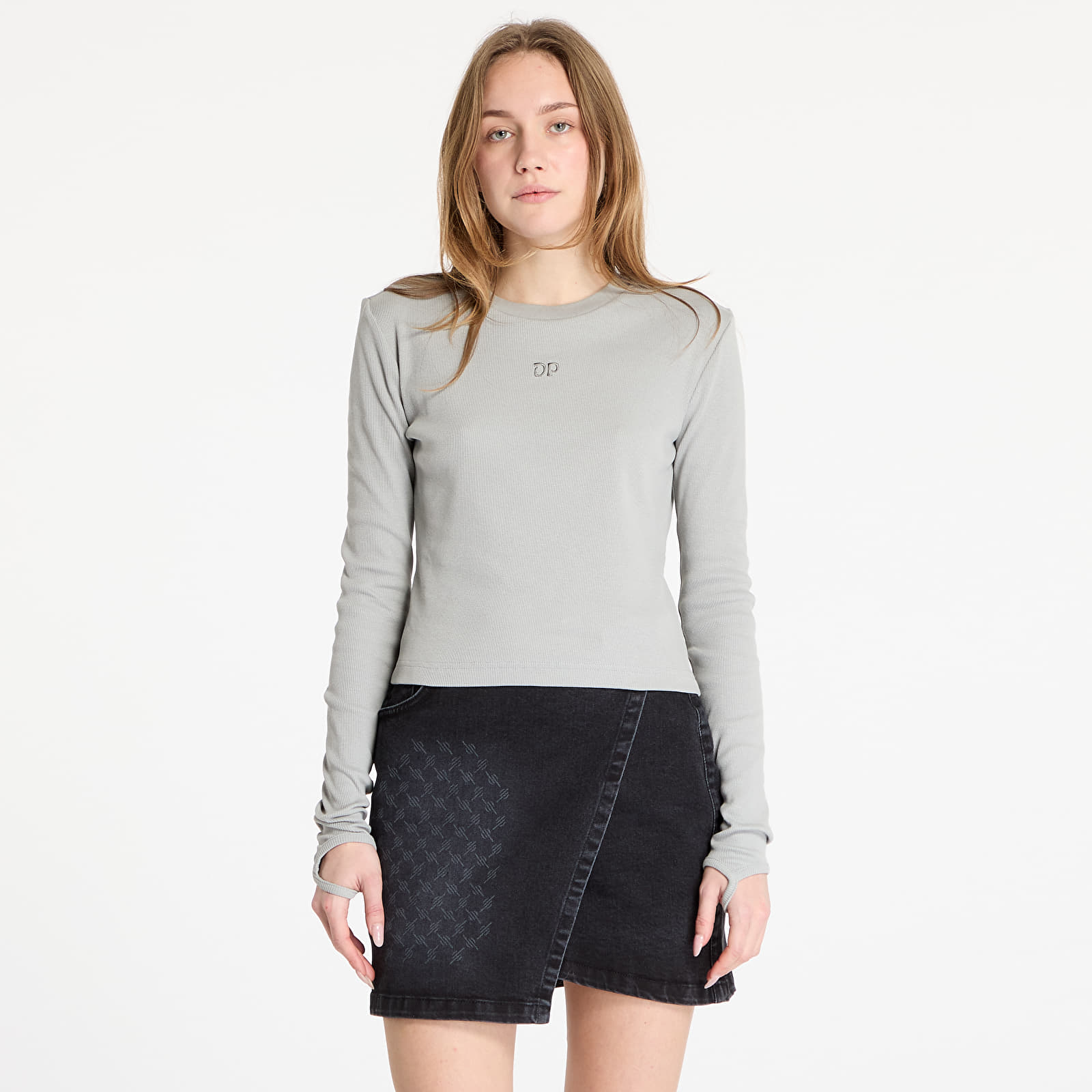 Camisetas de mujer Daily Paper Logo Rib Top Ultimate Gray