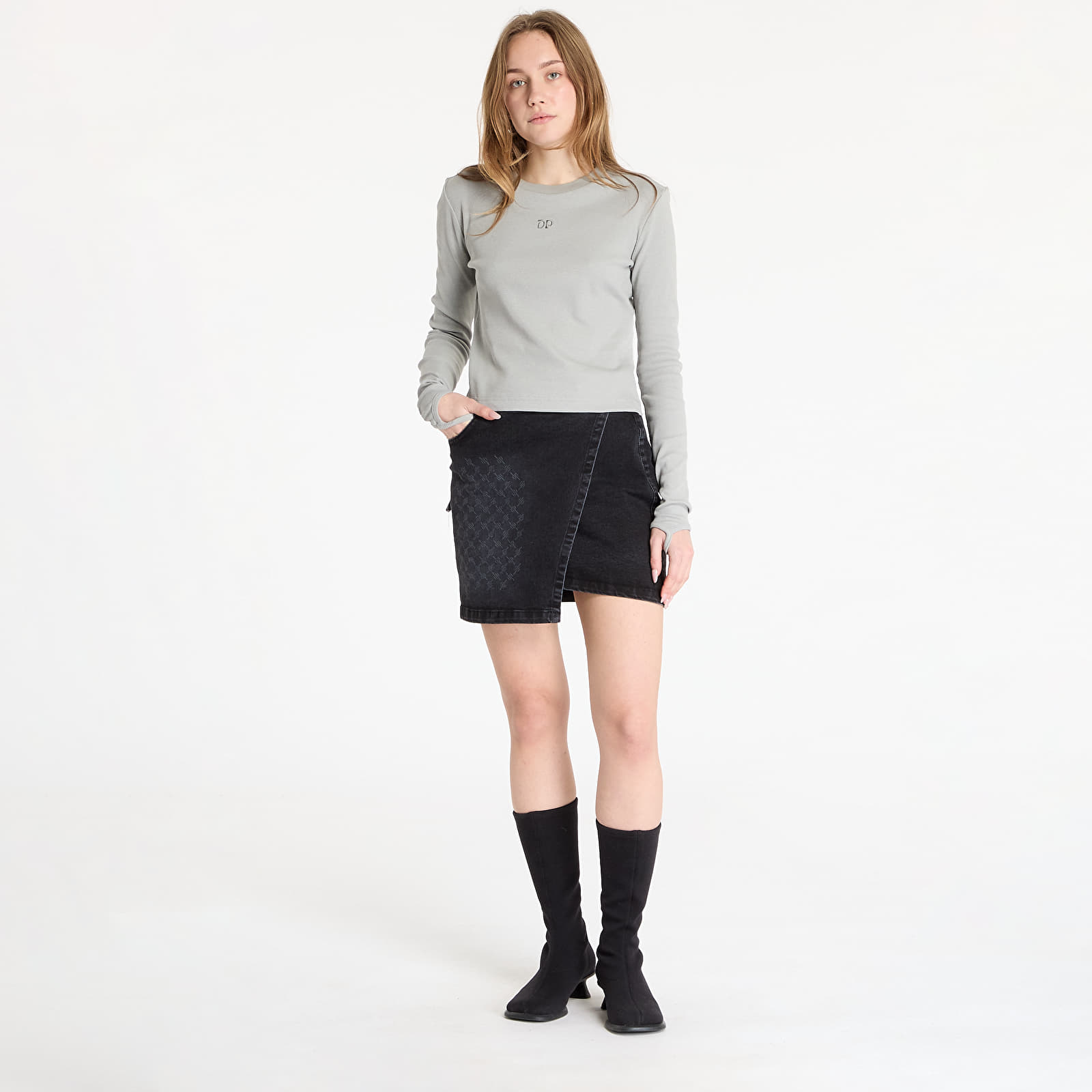 Camisetas de mujer Daily Paper Logo Rib Top Ultimate Gray