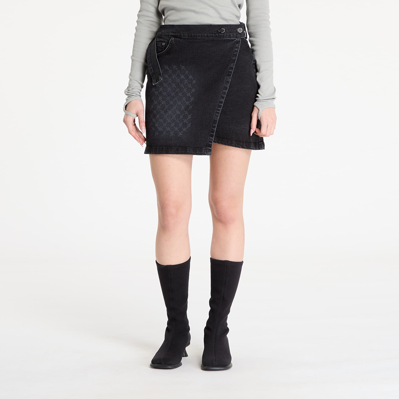 Fustă Daily Paper Mongram Wrap Denim Skirt Black