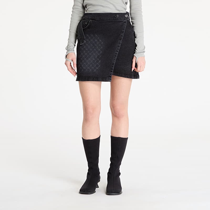 Saia Daily Paper Mongram Wrap Denim Skirt Black