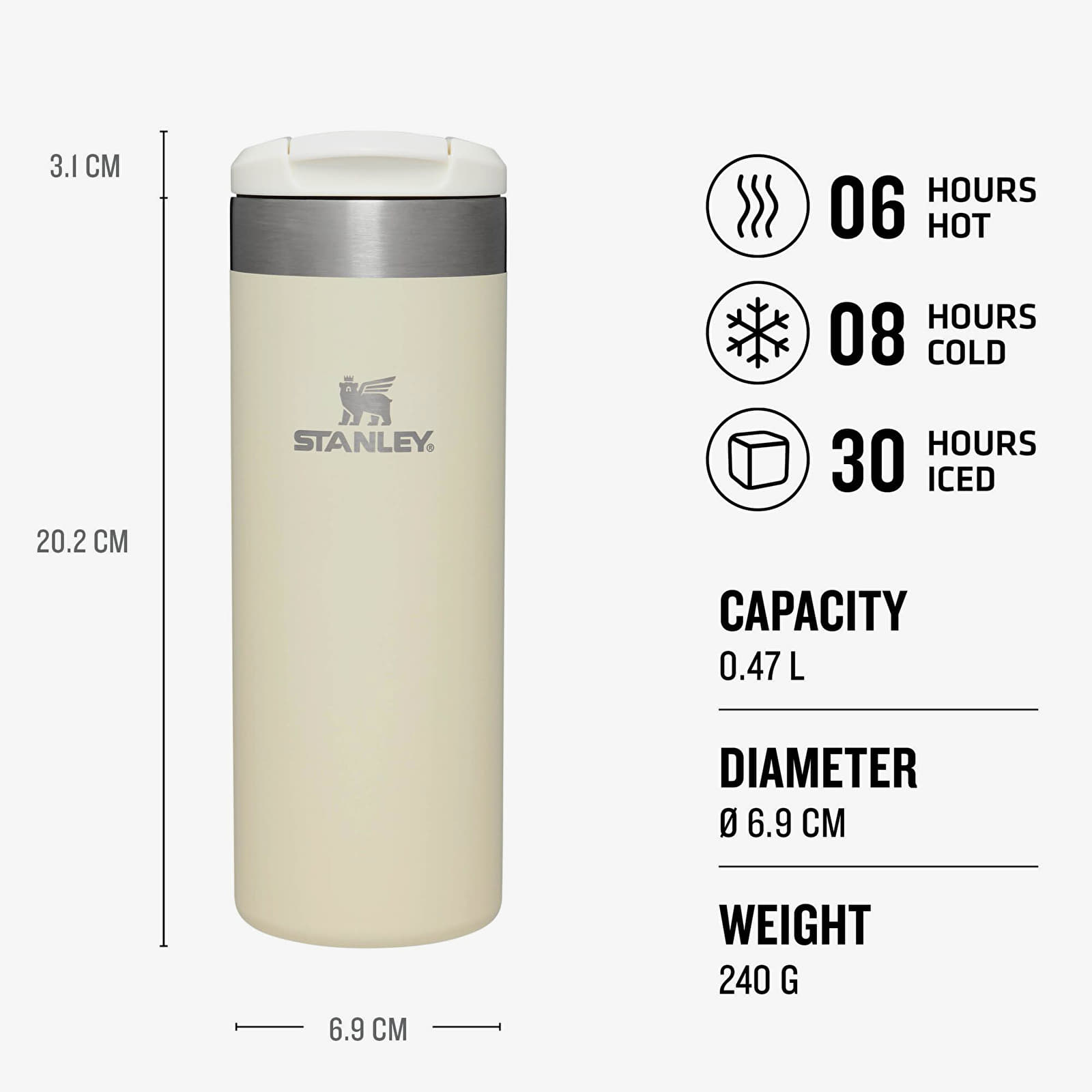 Muud aksessuaarid STANLEY The AeroLight™ Transit Mug 470 ml Cream Metallic