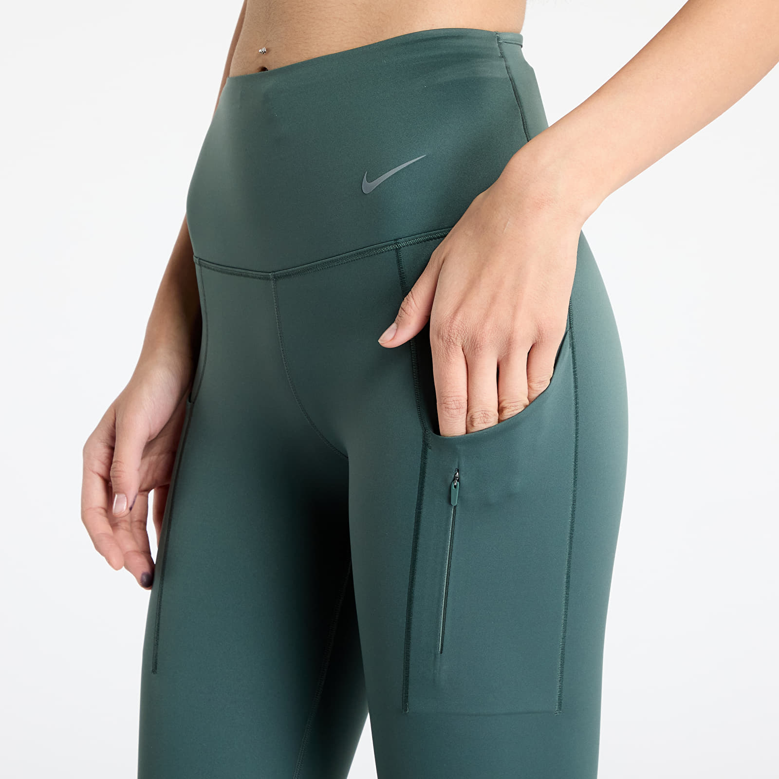 Mallas para mujer Nike Go Women's Firm-Support High-Waisted Full-Length Leggings with Pockets Vintage Green/ Black