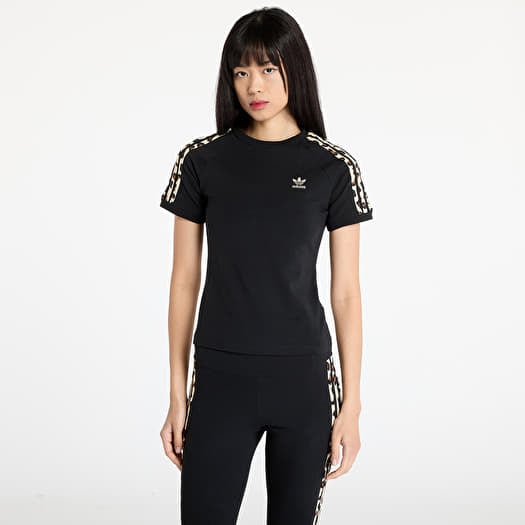 adidas Leopard 3-Stripes T-Shirt Black