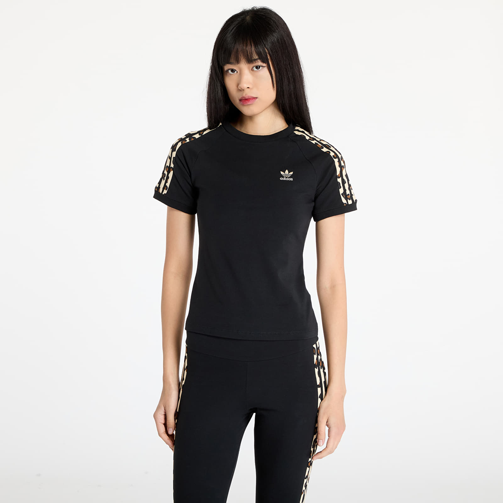 Women's T-shirts adidas Leopard 3-Stripes T-Shirt Black