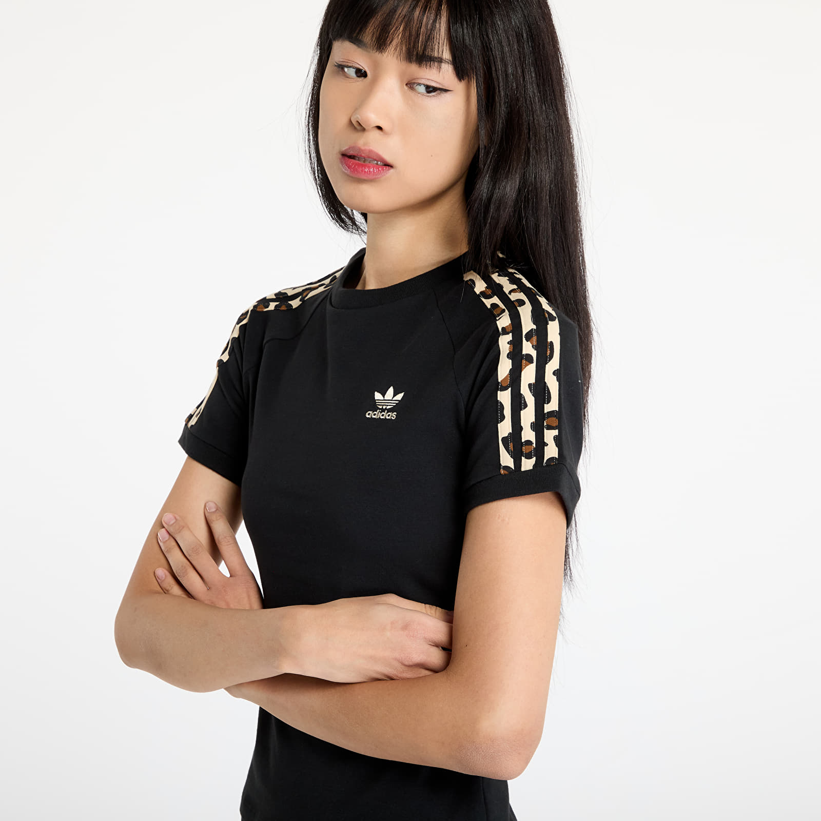Women's T-shirts adidas Leopard 3-Stripes T-Shirt Black
