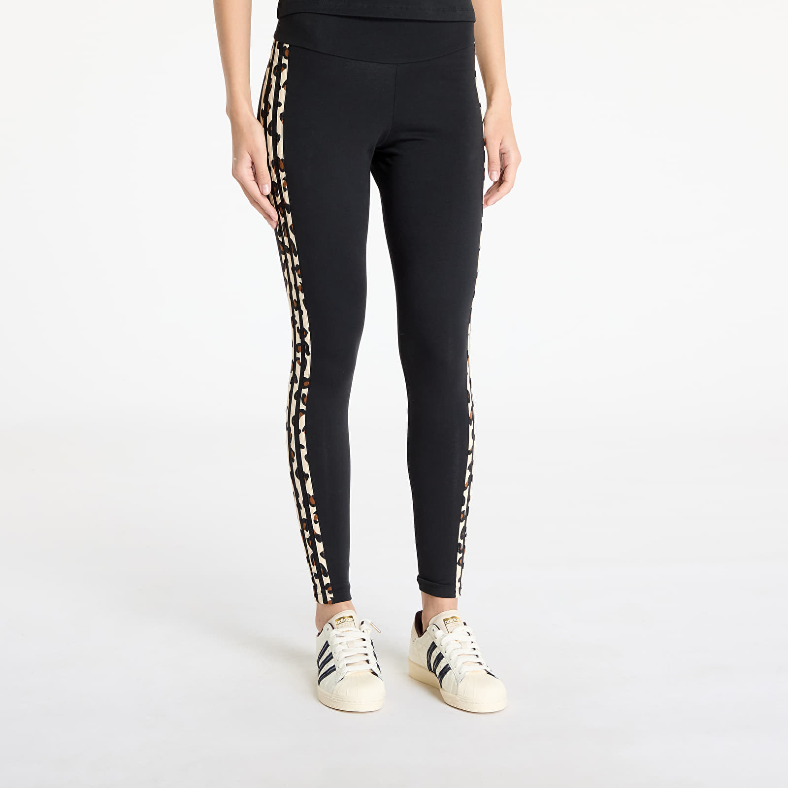 Women s Leggings adidas Black Leopard Allover Print Leggings Black Queens