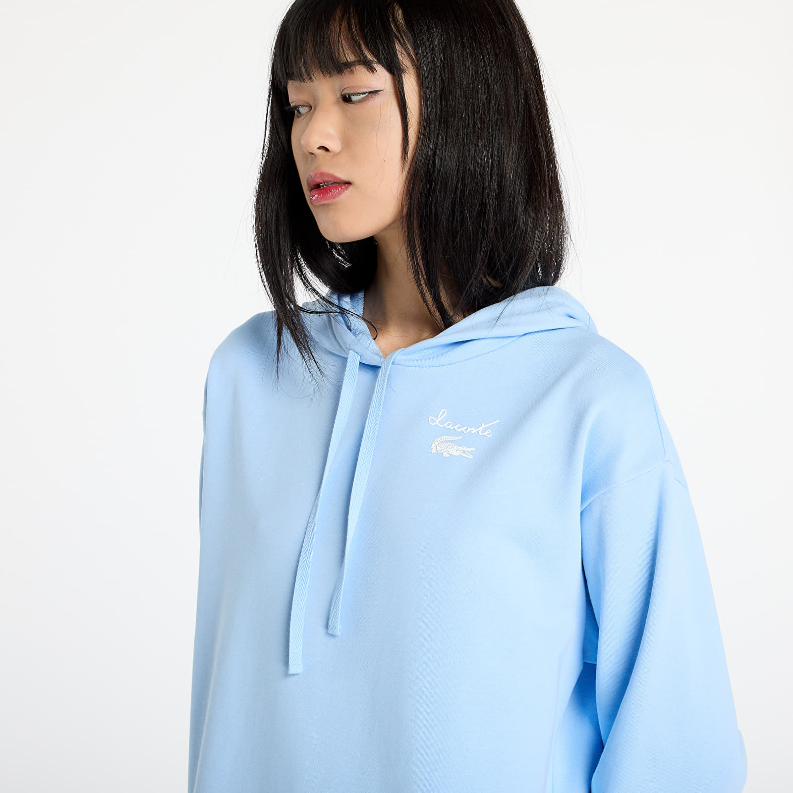 Obleke LACOSTE Oversized Fleece Sweatshirt Dress Blue