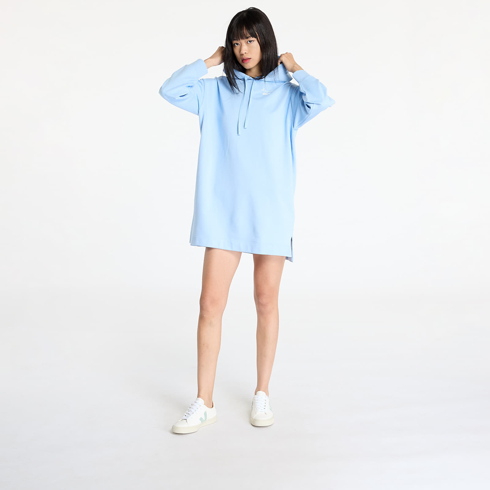 Obleke LACOSTE Oversized Fleece Sweatshirt Dress Blue