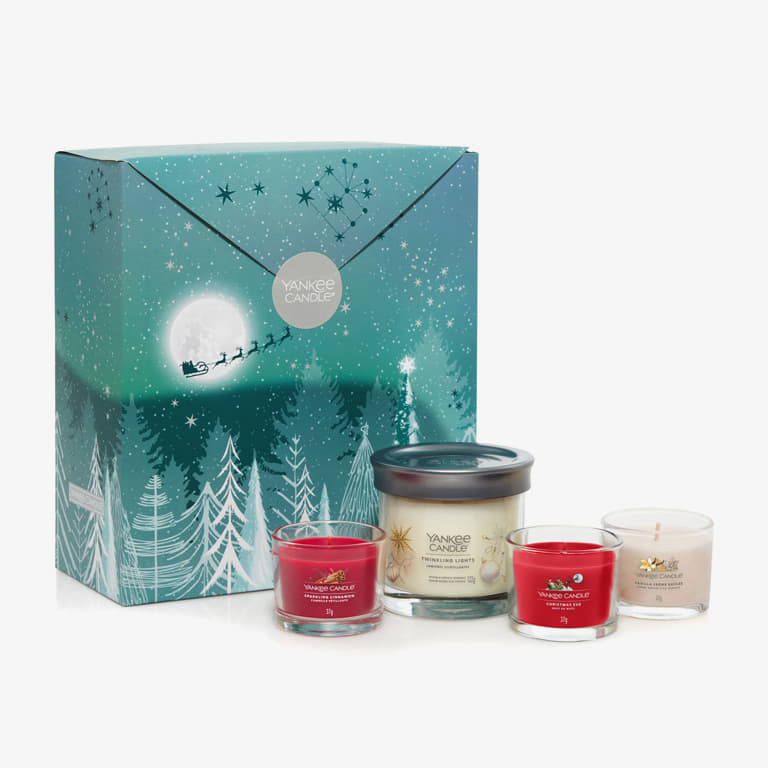 Muud aksessuaarid Yankee Candle Votive Candle 3-Pack + Tumbler Candle Gift Set - Vanilla Créme Brulee, Christmas Eve and Sparkling Cinnamon