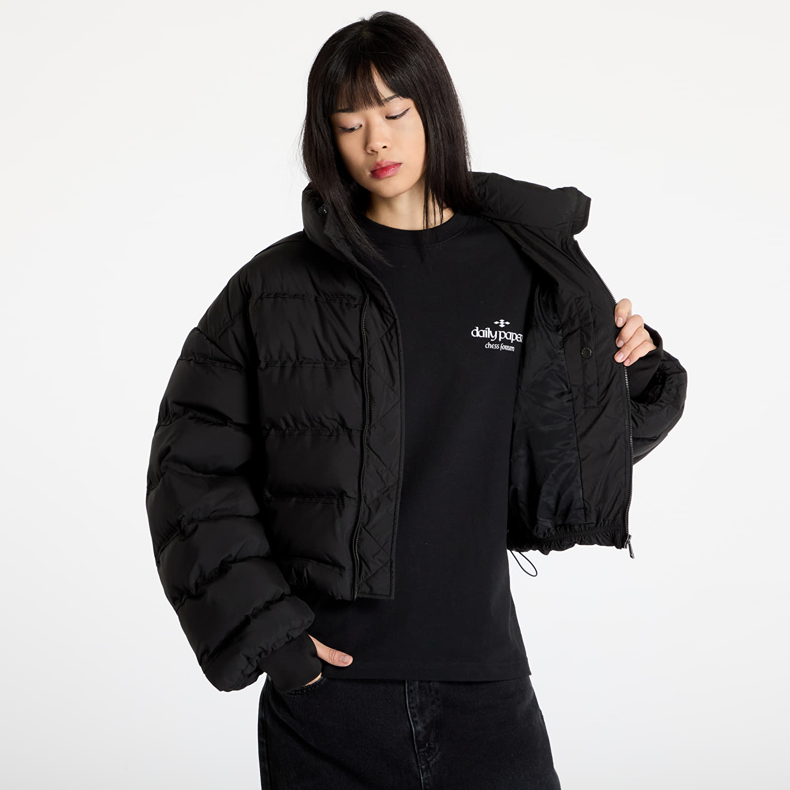 Women's jackets Daily Paper Relaxed Short Puffer Jacket Black