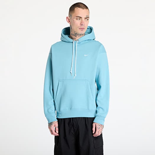 Sweatshirt Nike Solo Swoosh Men's Fleece Pullover Hoodie Denim Turquoise/ White