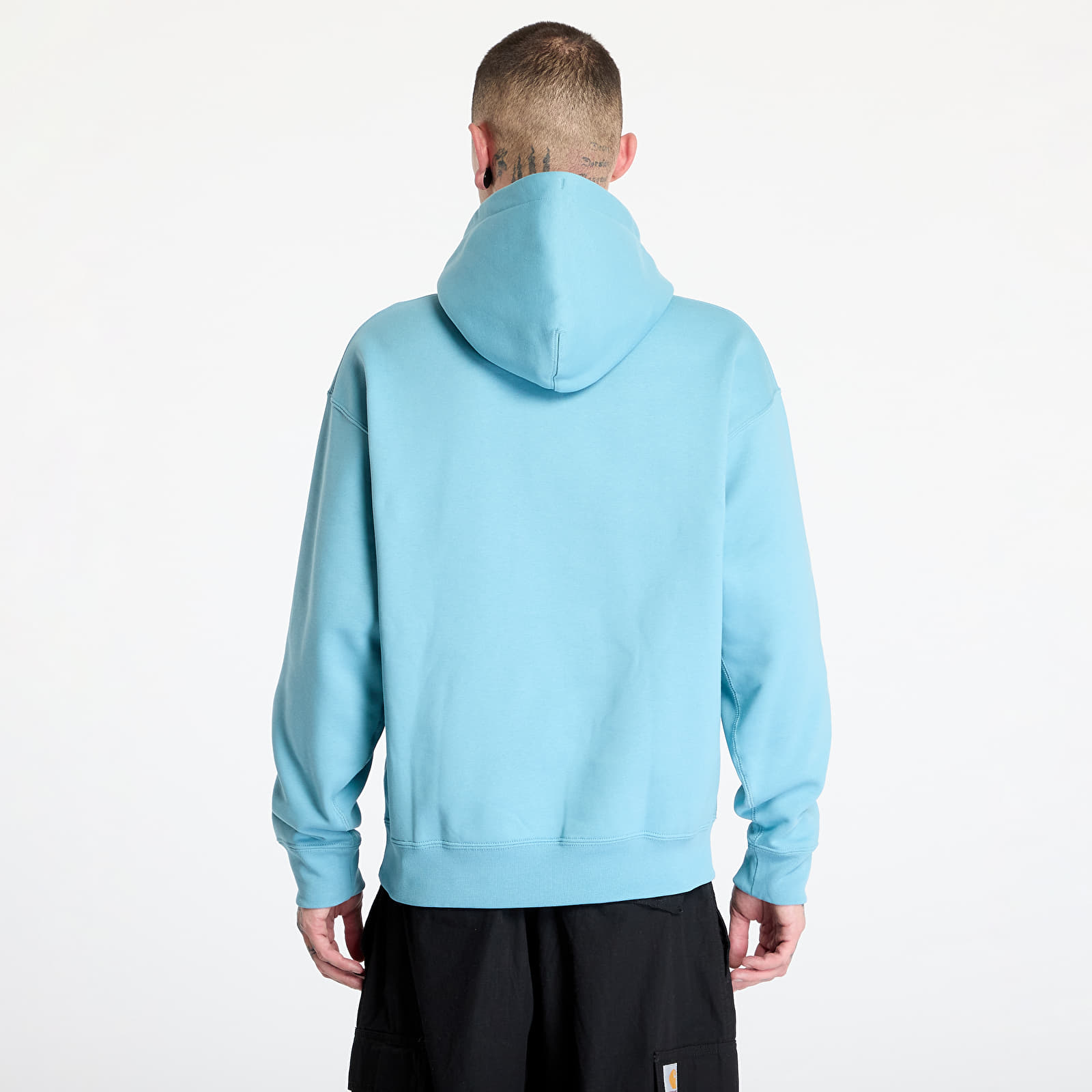 Bluzy męskie Nike Solo Swoosh Men's Fleece Pullover Hoodie Denim Turquoise/ White