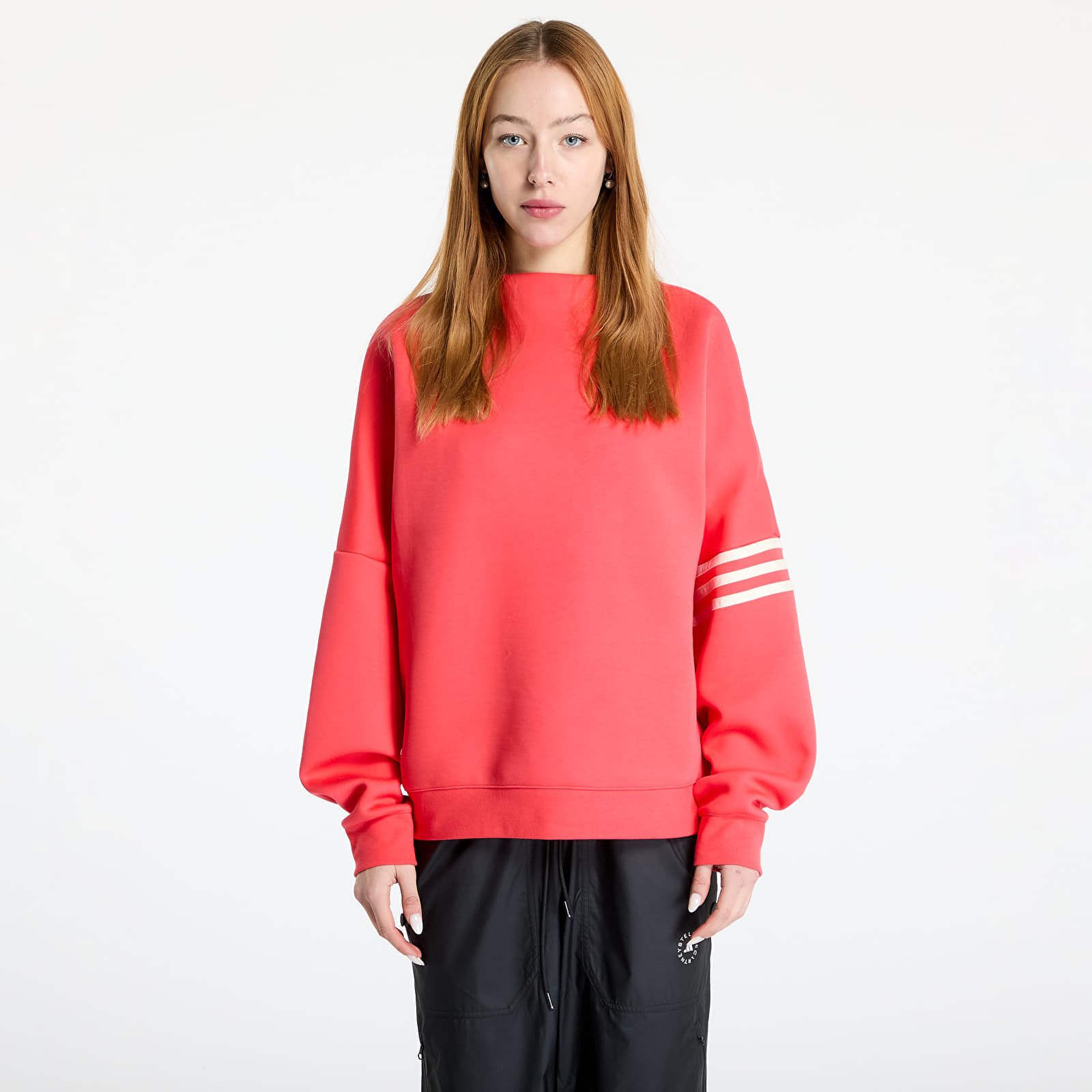 Hanorac adidas Neuclassics Oversized Mock Neck Sweatshirt Real Coral/ Cream White