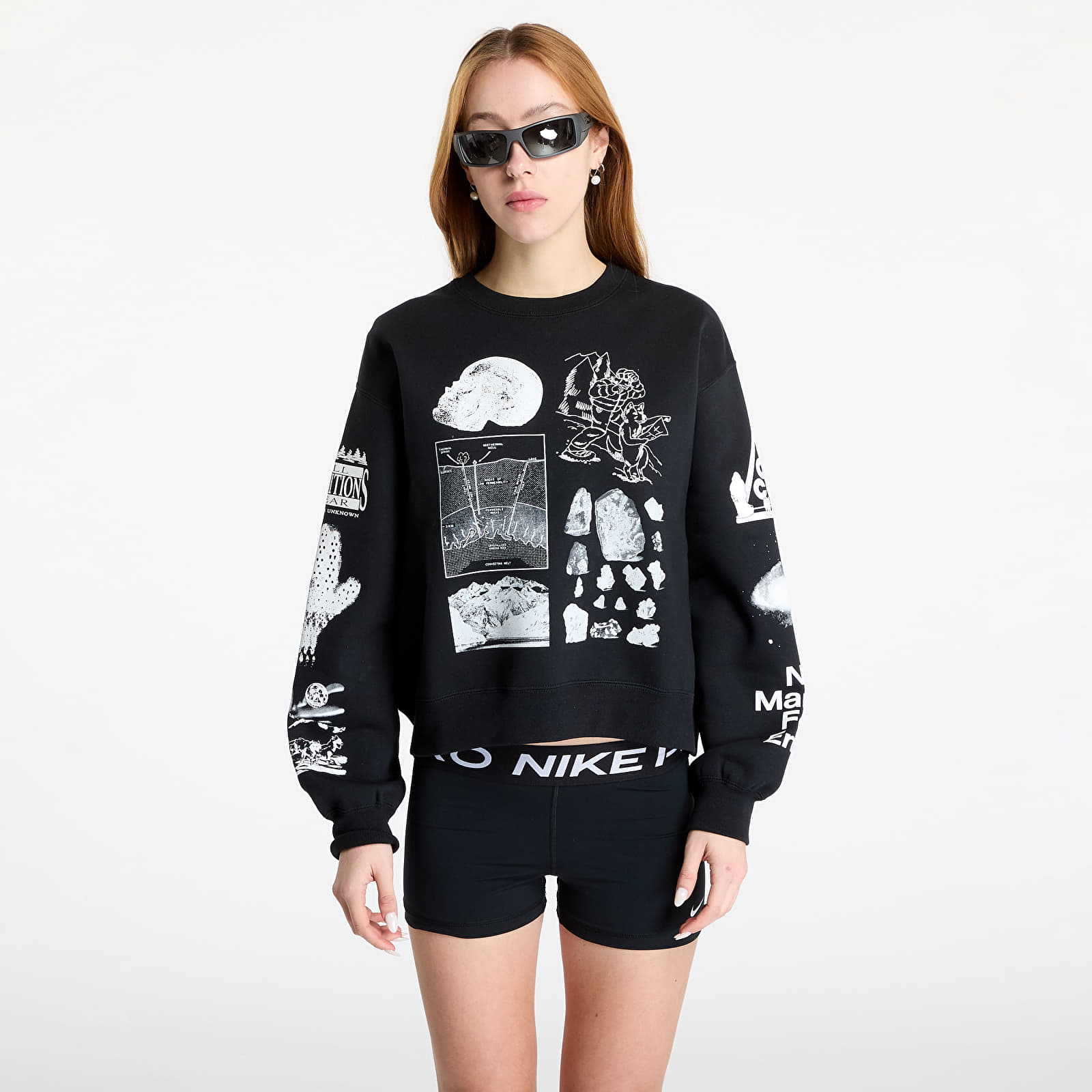 Bluzy damskie Nike ACG "Tuff Fleece" Women's Therma-FIT Repel Crew-Neck Sweatshirt Black/ Summit White