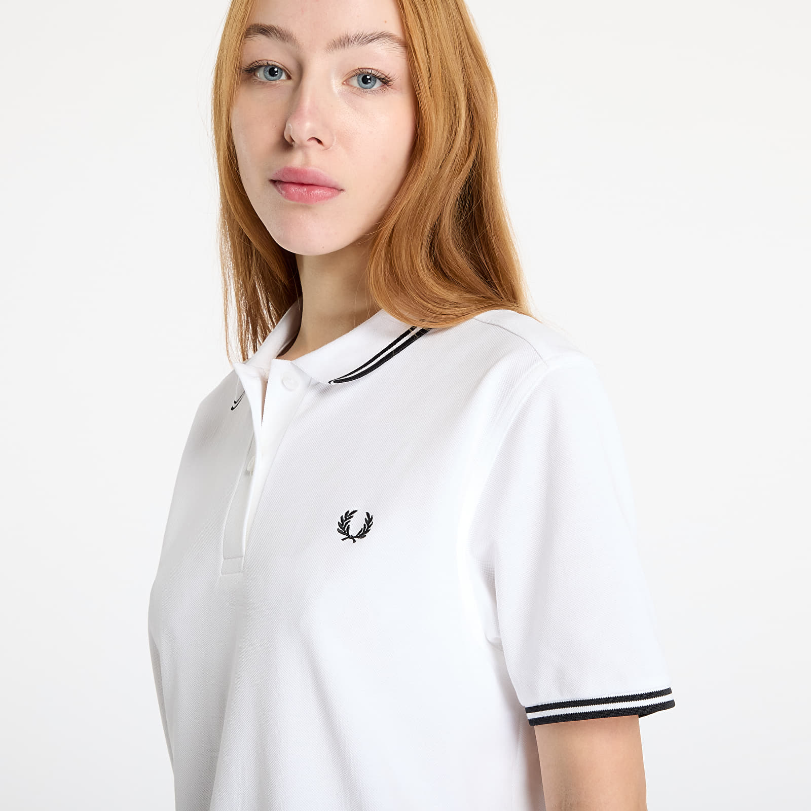 Dámská trička FRED PERRY Twin Tipped Polo Shirt White