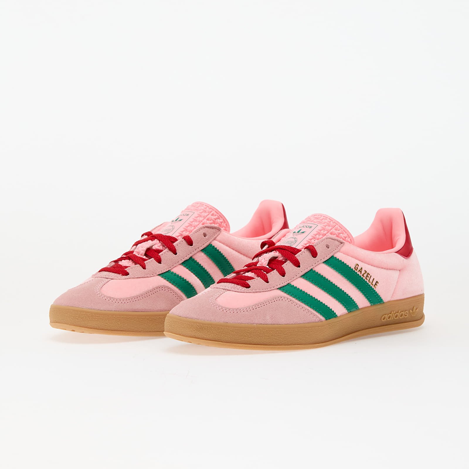 Women's sneakers and shoes adidas Gazelle Indoor W Court Green/ Glow Pink/ Gum 3