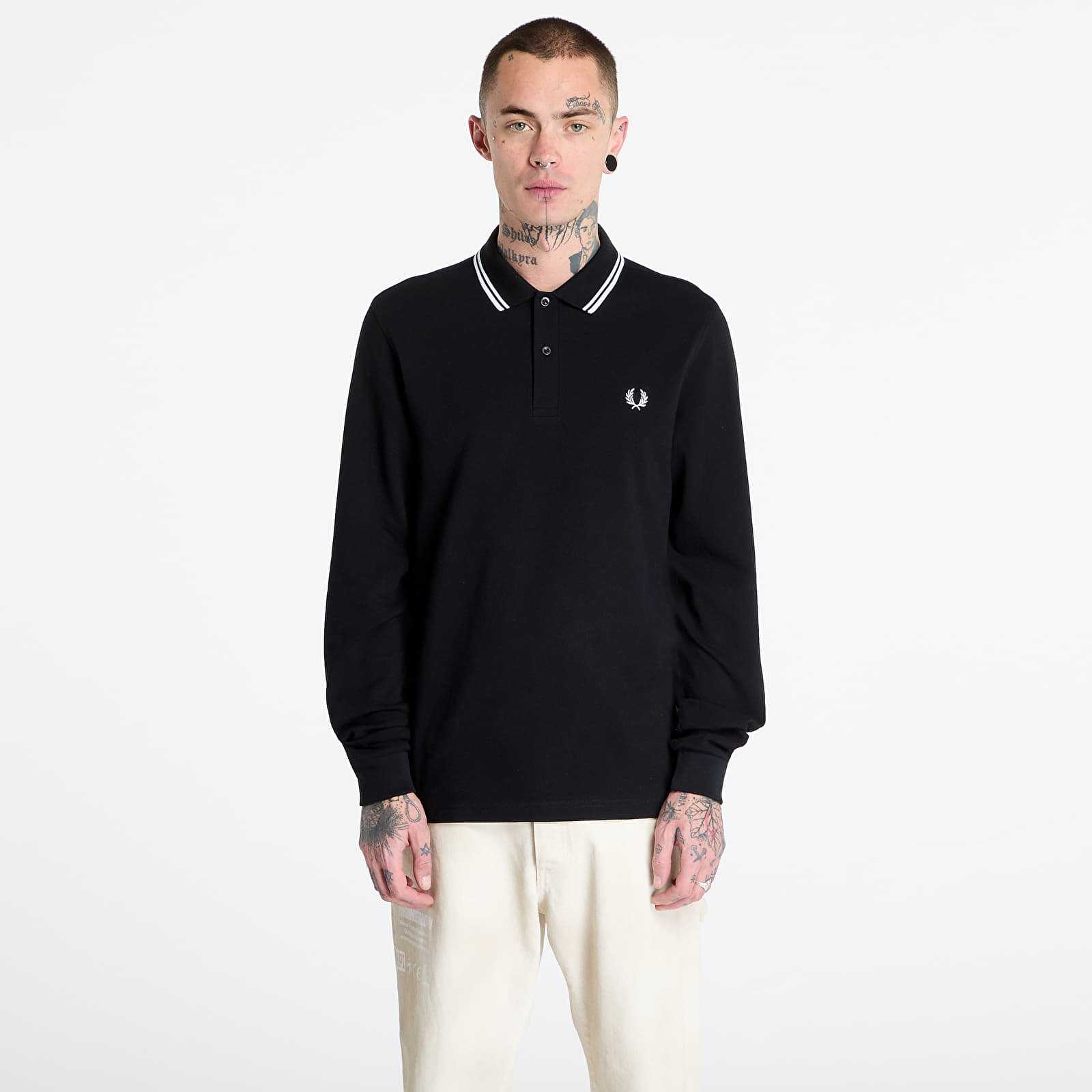 Heren T-shirts FRED PERRY Long Sleeve Twin Tipped Shirt Black