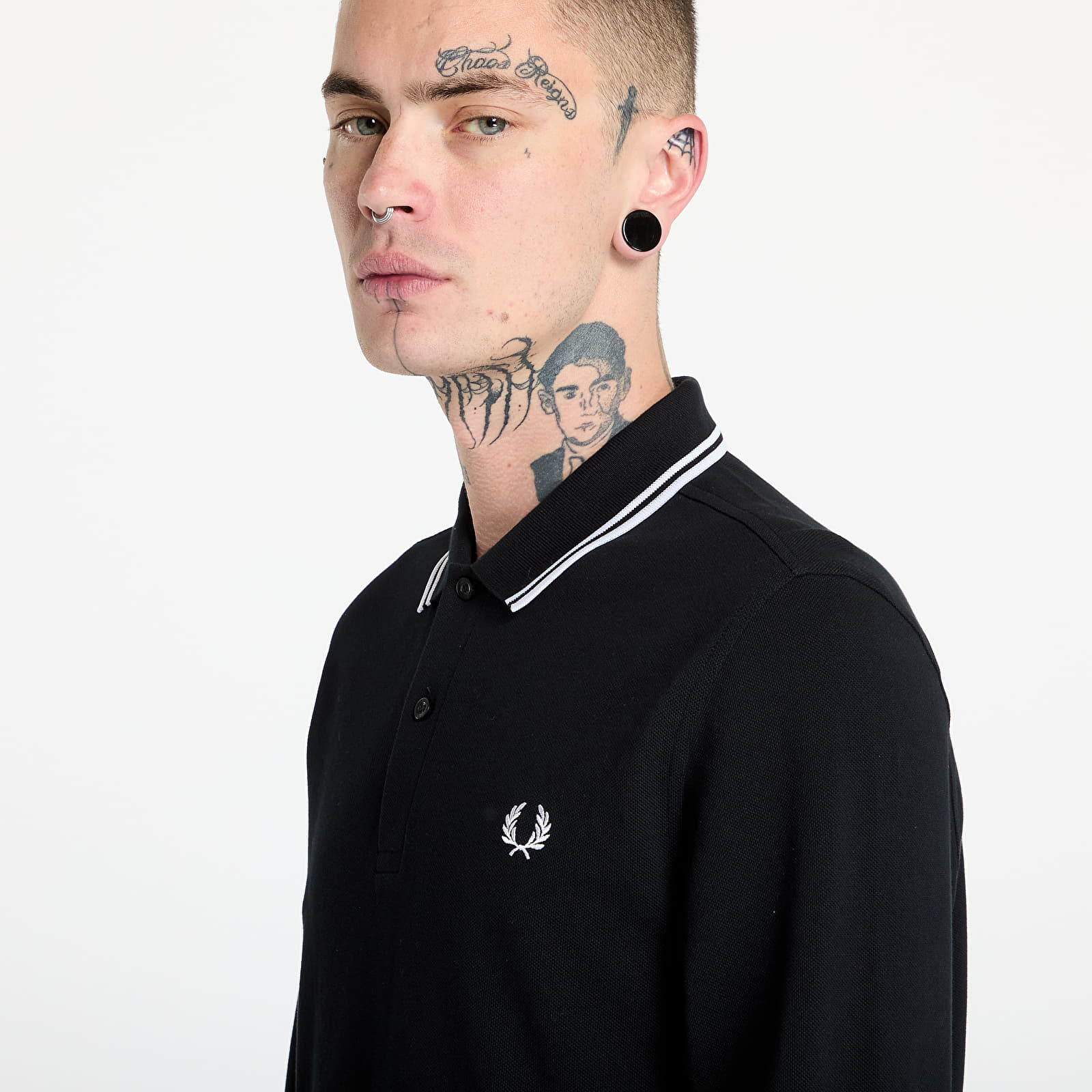 Heren T-shirts FRED PERRY Long Sleeve Twin Tipped Shirt Black