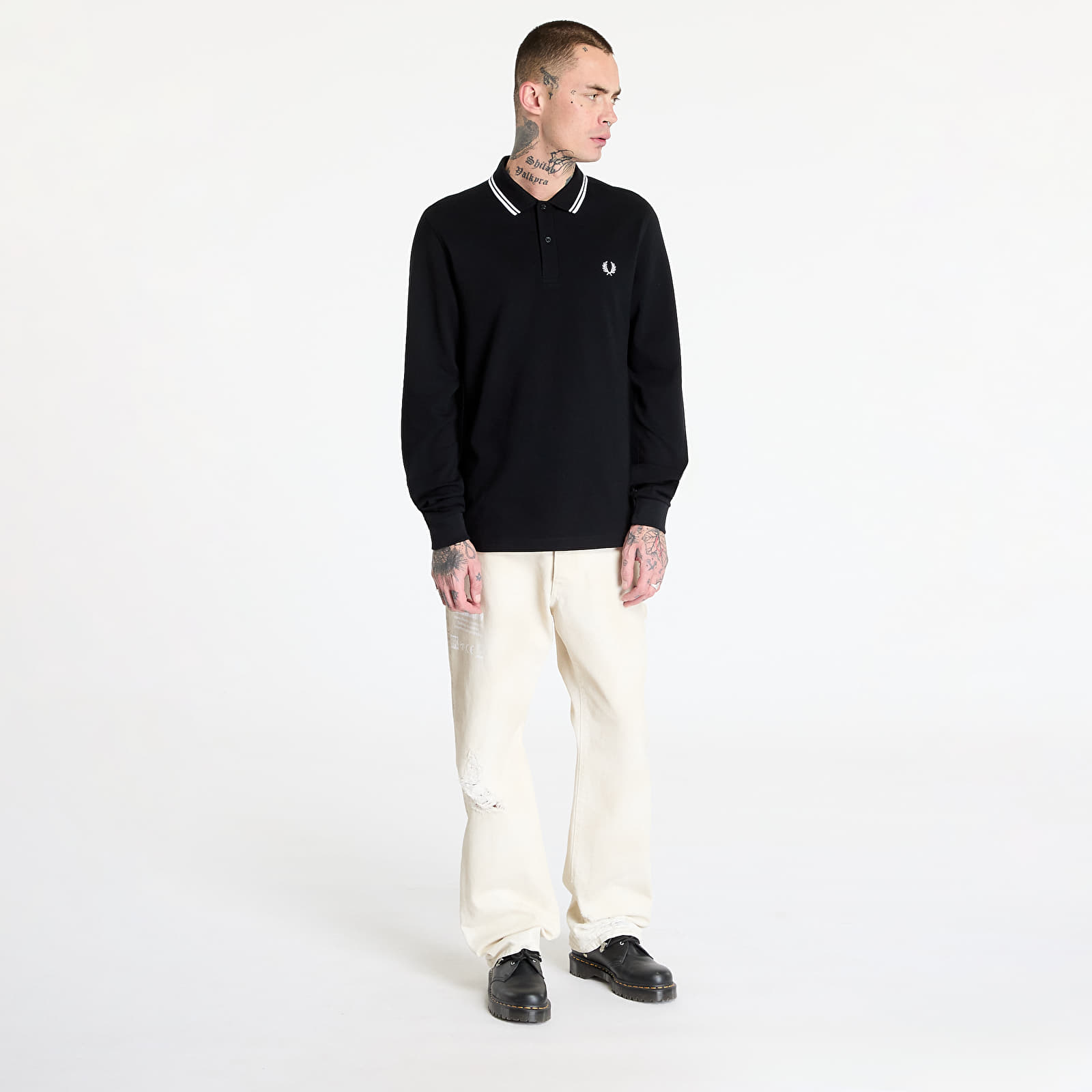Heren T-shirts FRED PERRY Long Sleeve Twin Tipped Shirt Black