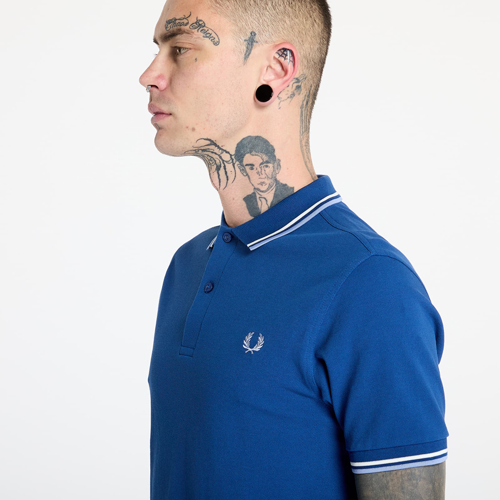 Tricou FRED PERRY The Twin Tipped Polo Shirt Shaded Cobalt / Snow White / Light Smoke - 1 | YEO