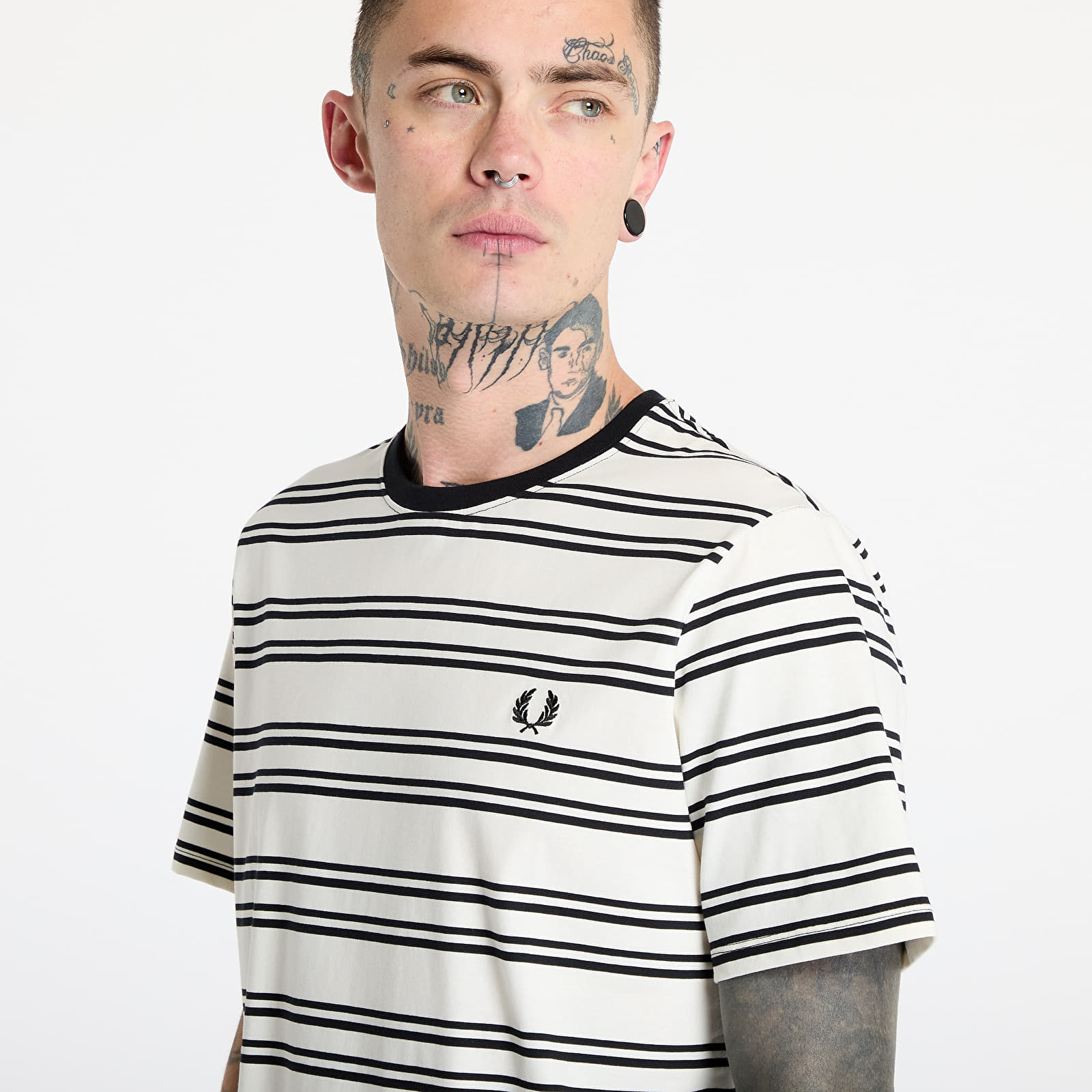 Men's T-shirts FRED PERRY Sport Fine Stripe T-Shirt Ecru/ Black