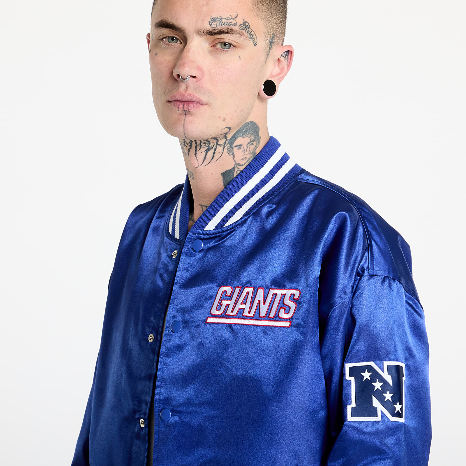 Men's bombers New Era New York Giants NFL Satin Bomber Jacket UNISEX Calming Blue/ White