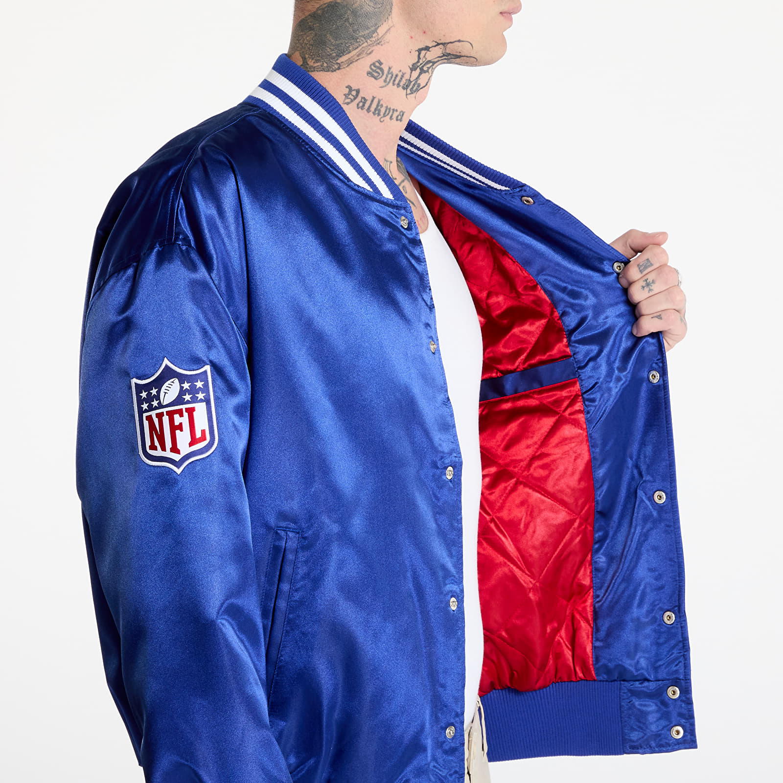 Men's bombers New Era New York Giants NFL Satin Bomber Jacket UNISEX Calming Blue/ White
