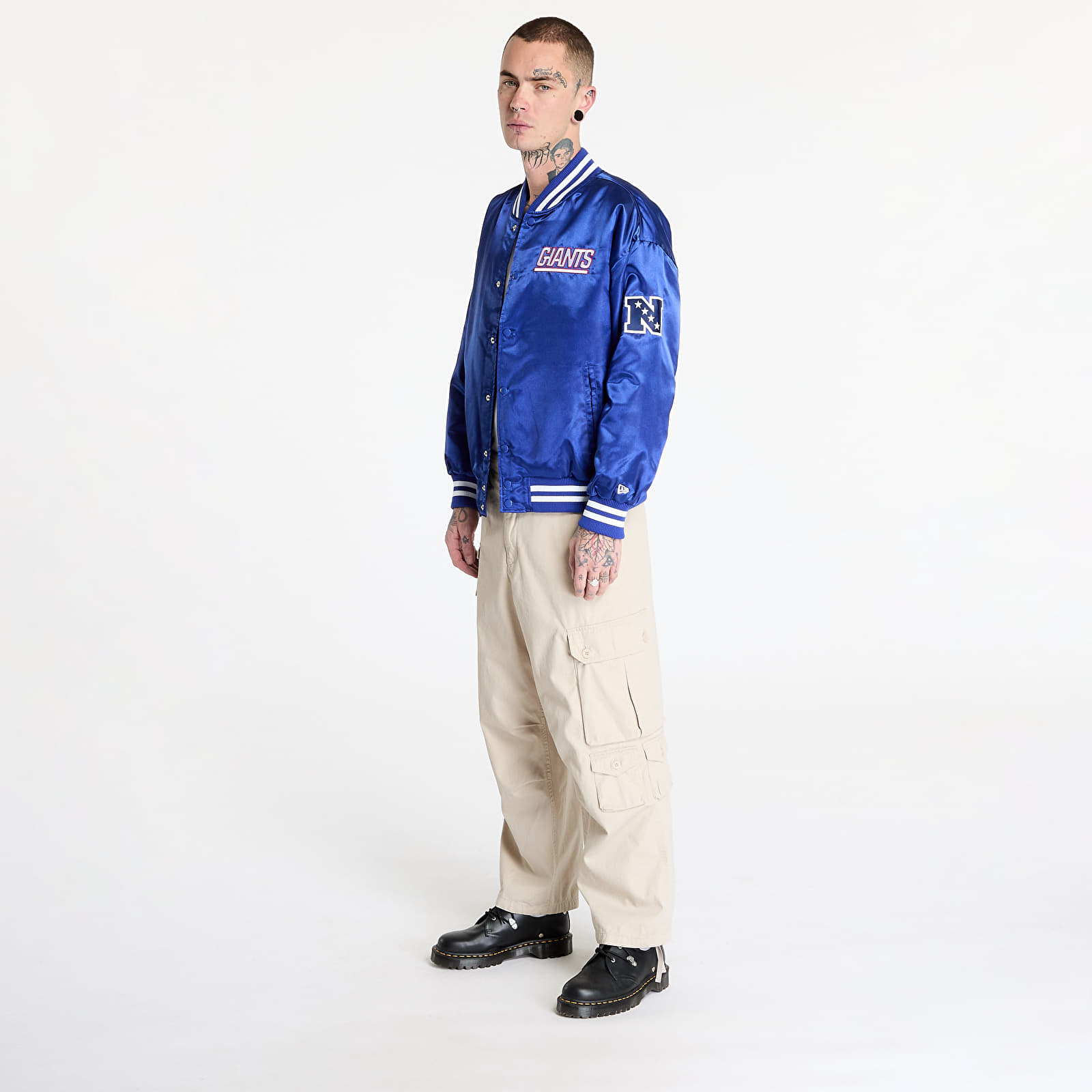Men's bombers New Era New York Giants NFL Satin Bomber Jacket UNISEX Calming Blue/ White