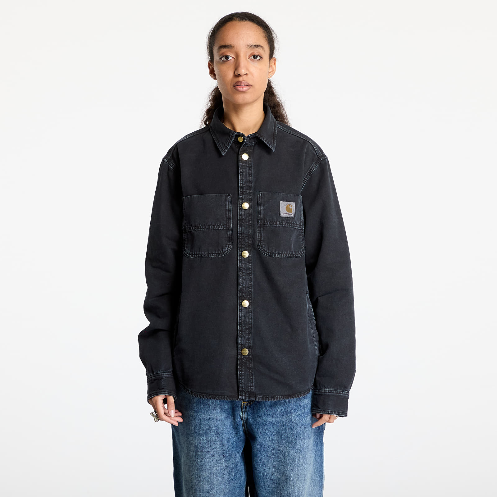 Men's shirts Carhartt WIP Conro Shirt Jacket UNISEX Black Stone Dyed