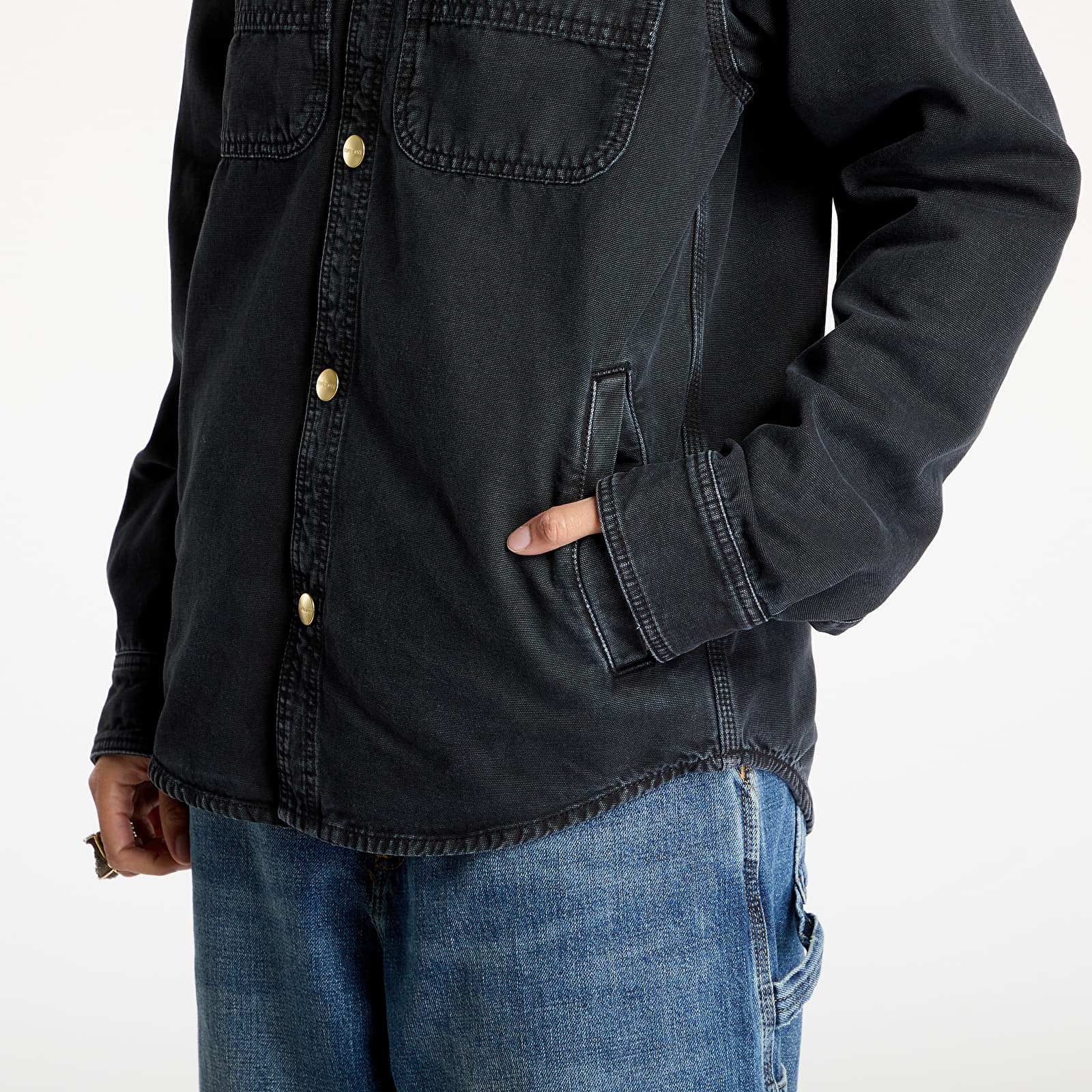 Men's shirts Carhartt WIP Conro Shirt Jacket UNISEX Black Stone Dyed