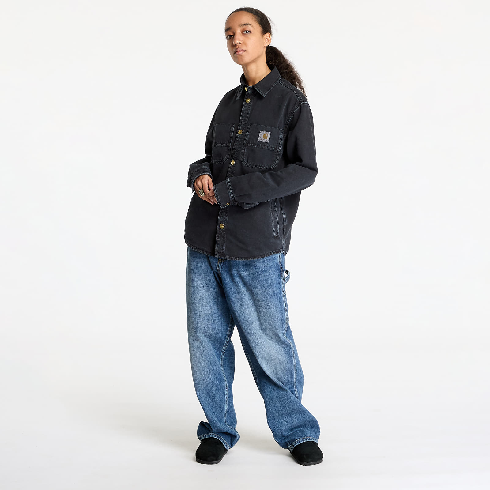 Men's shirts Carhartt WIP Conro Shirt Jacket UNISEX Black Stone Dyed