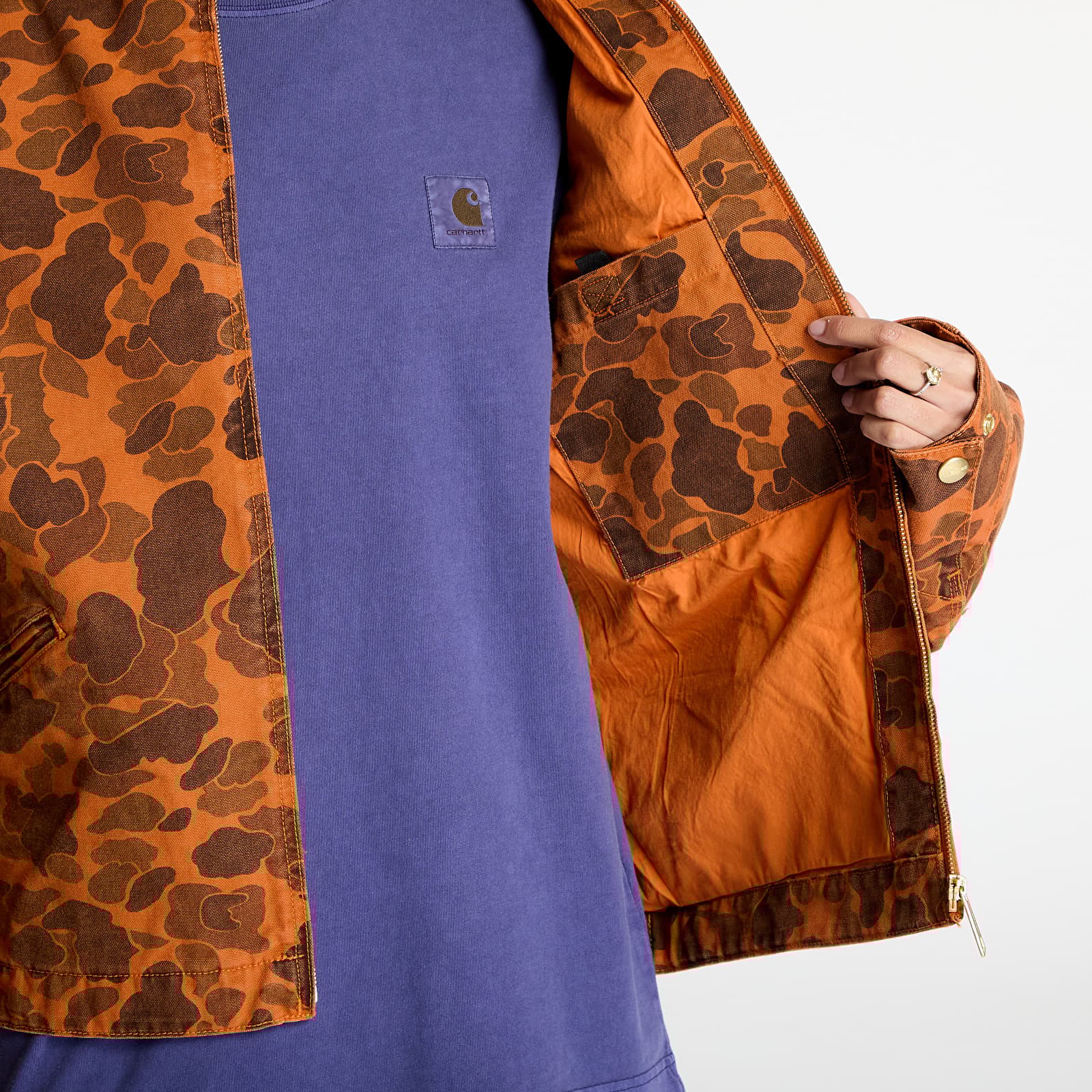 Ανδρικά σακάκια Carhartt WIP Duck Detroit Jacket UNISEX Camo Duck/ Green/ Turmeric Garment Dyed