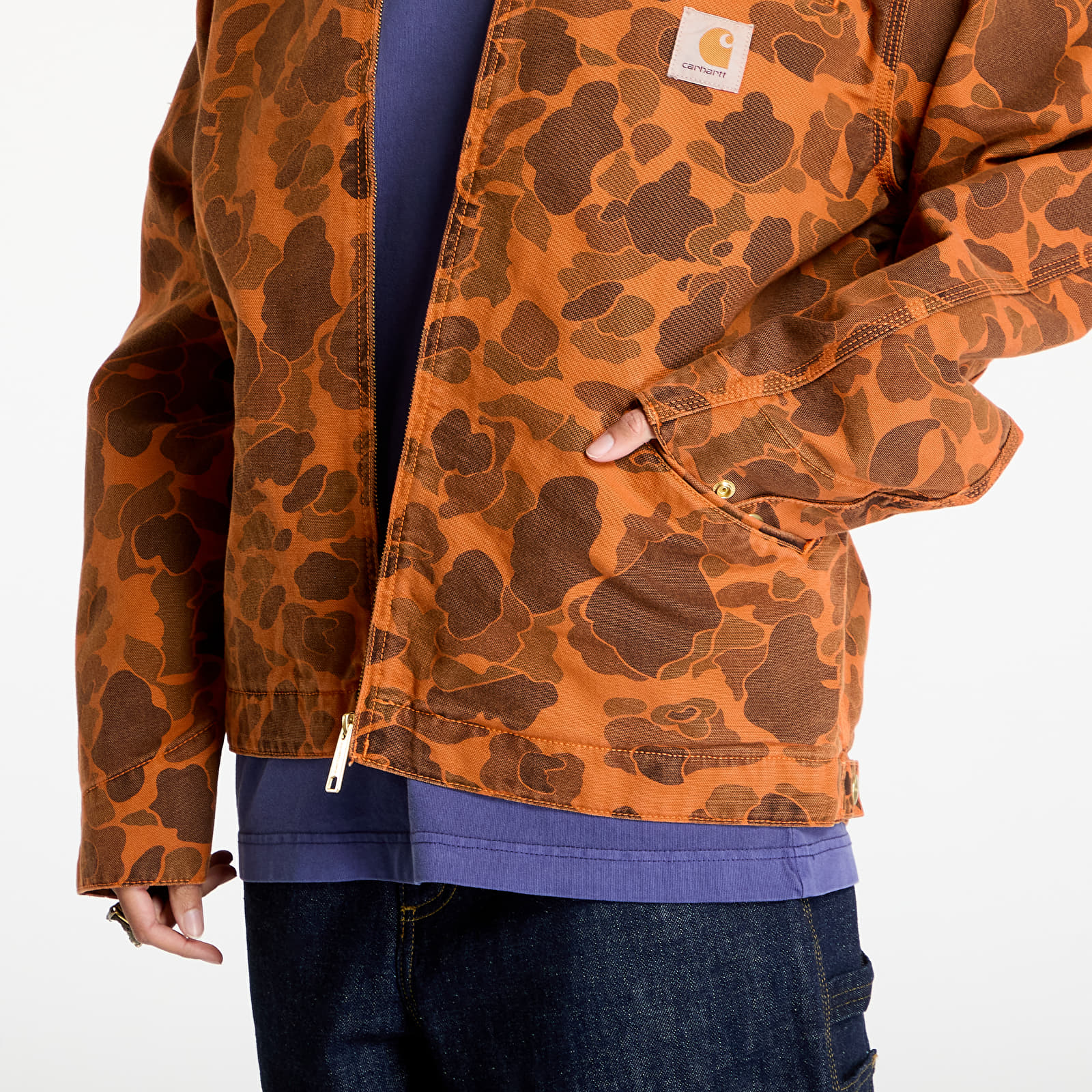 Ανδρικά σακάκια Carhartt WIP Duck Detroit Jacket UNISEX Camo Duck/ Green/ Turmeric Garment Dyed