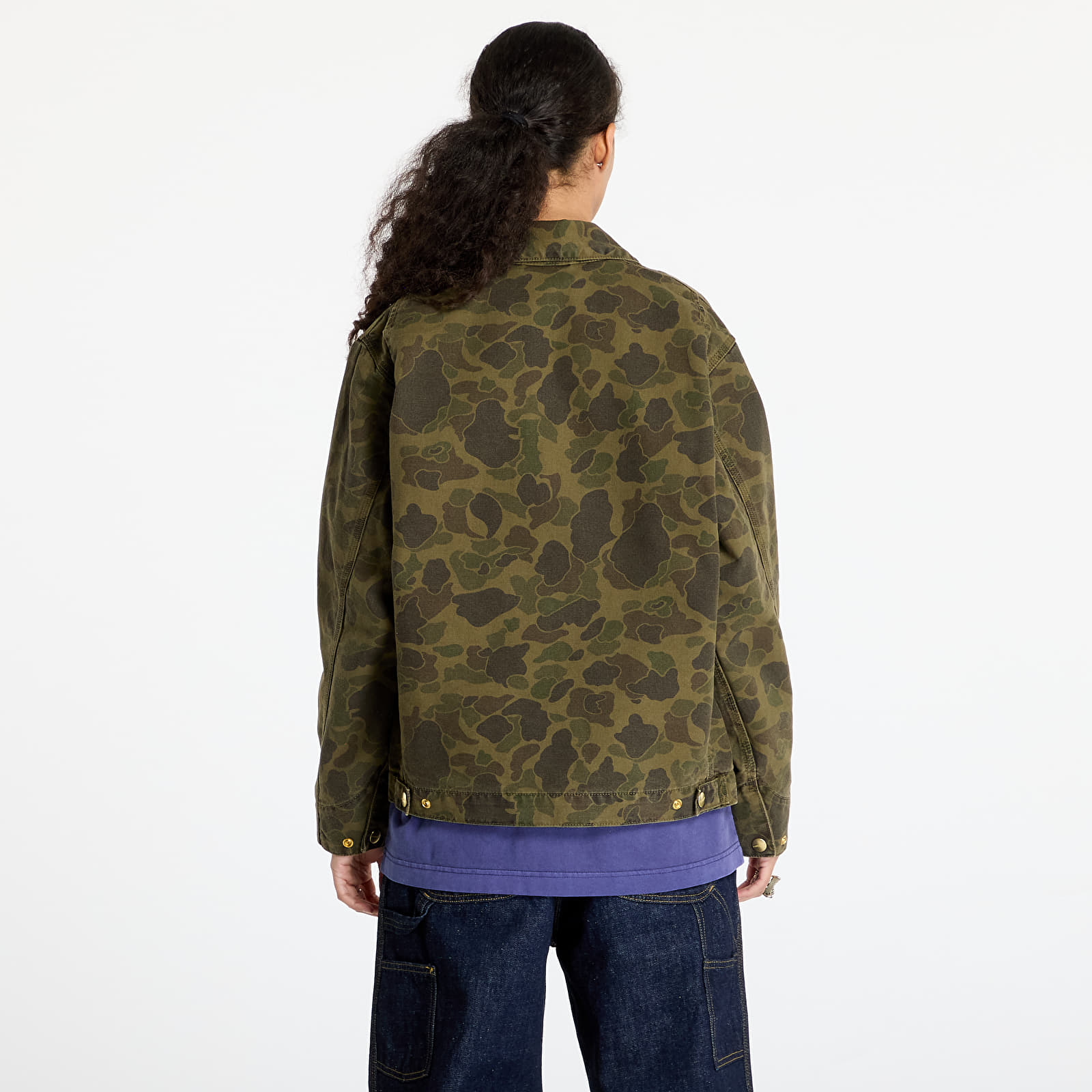Kurtki męskie Carhartt WIP Duck Detroit Jacket UNISEX Camo Duck/ Green/ Office Green Garment Dyed