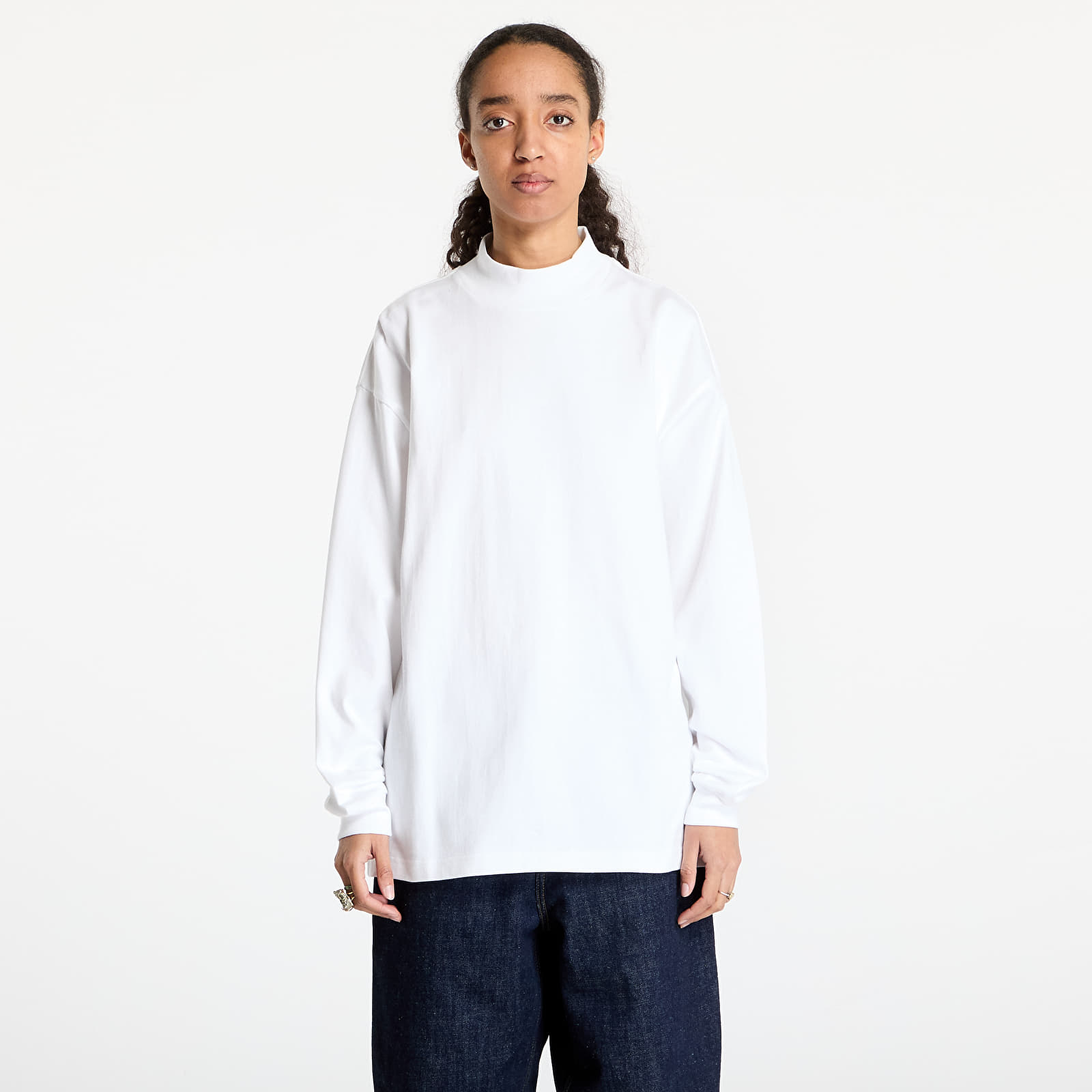 Moške majice Carhartt WIP Long Sleeve Script Mockneck T-Shirt UNISEX White