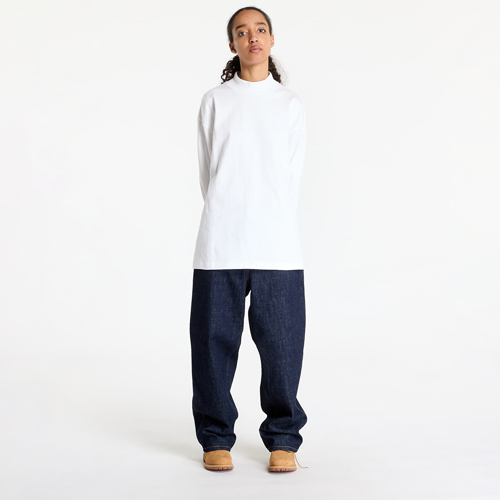 Moške majice Carhartt WIP Long Sleeve Script Mockneck T-Shirt UNISEX White