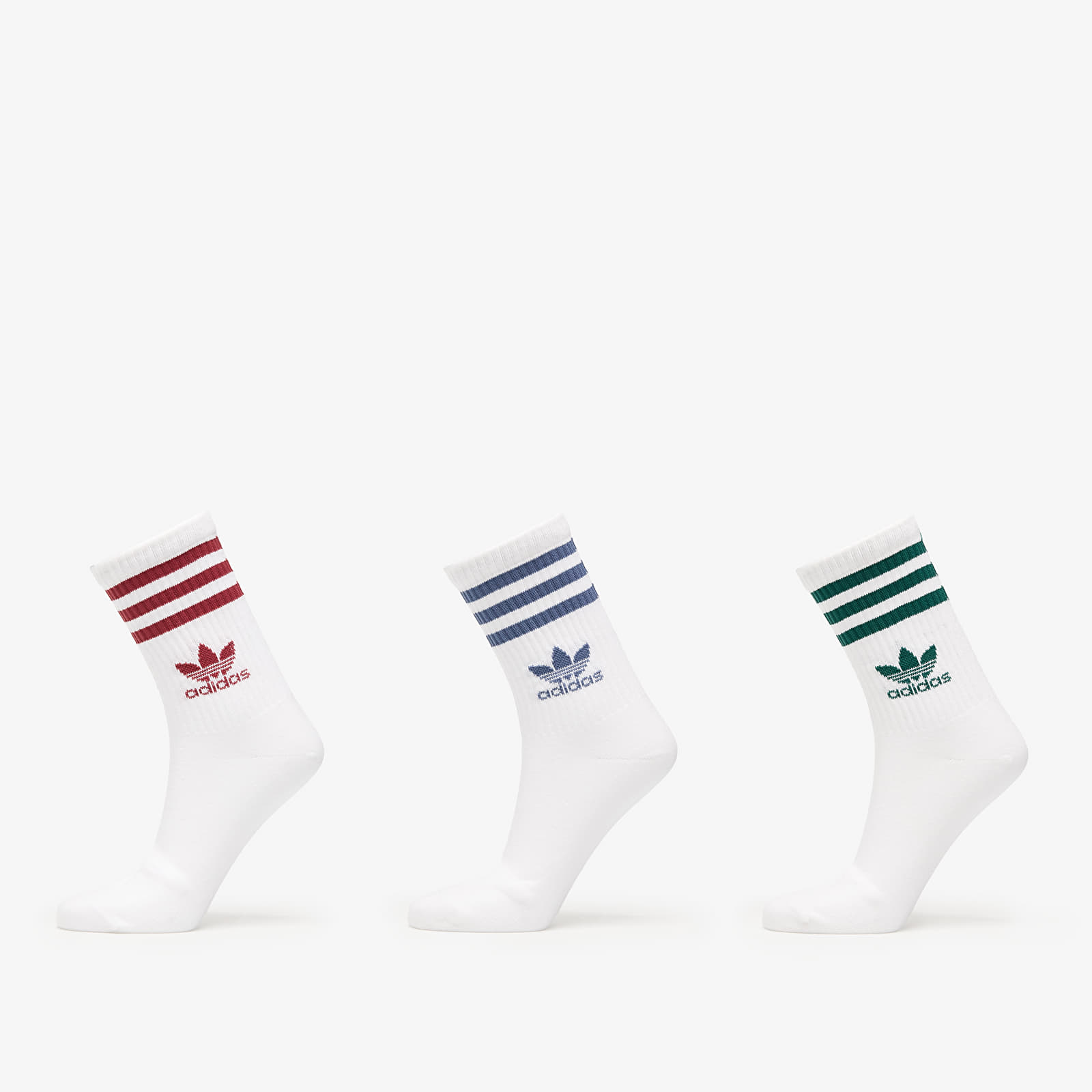 Skarpety męskie adidas 3 Stripes Crew Sock 3-Pack White/ Preloved Ruby/ Preloved Ink/ Collegiate Green