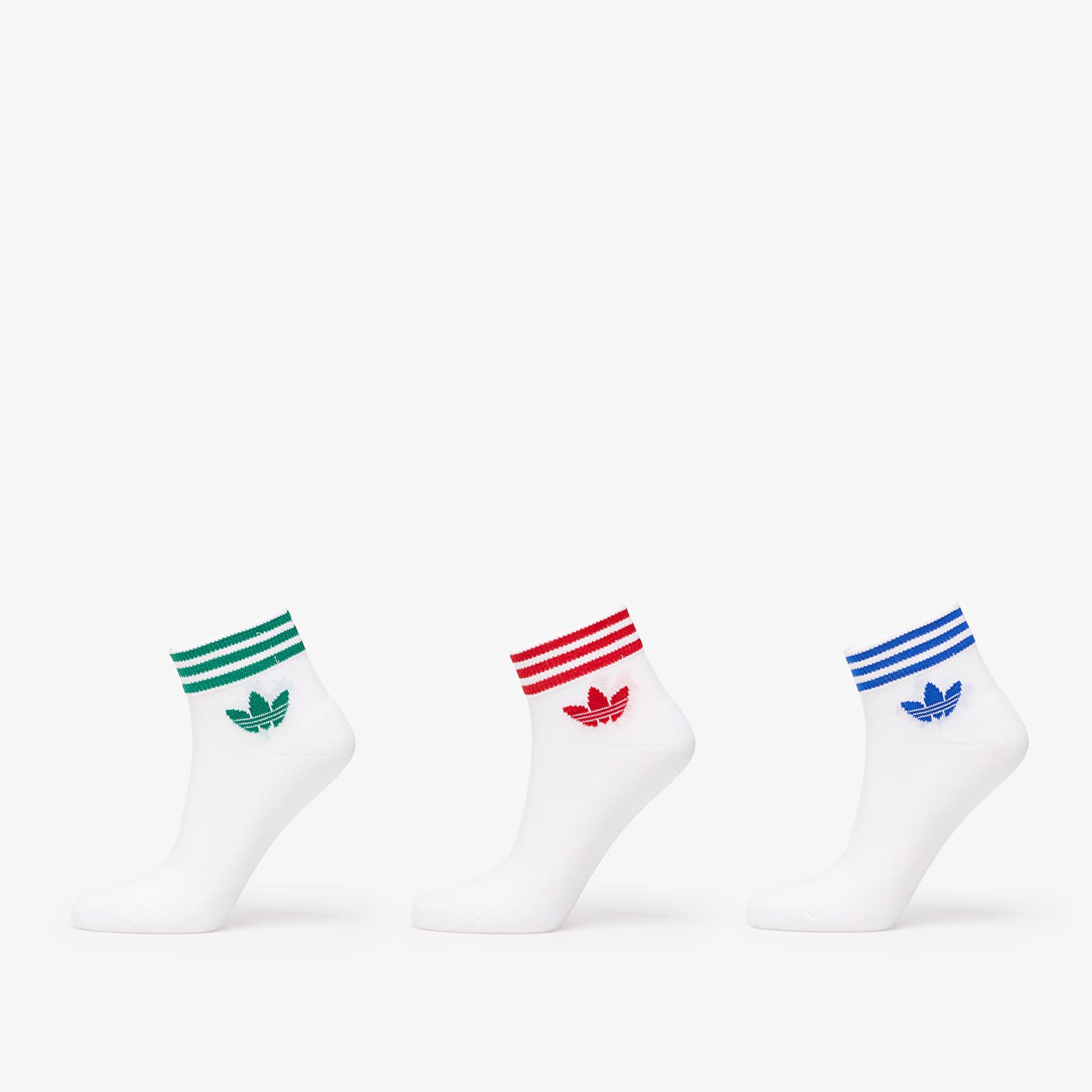 Skarpety męskie adidas Island Club Trefoil Ankle Socks 3-Pack White/ Better Scarlet/ Blue/ Green