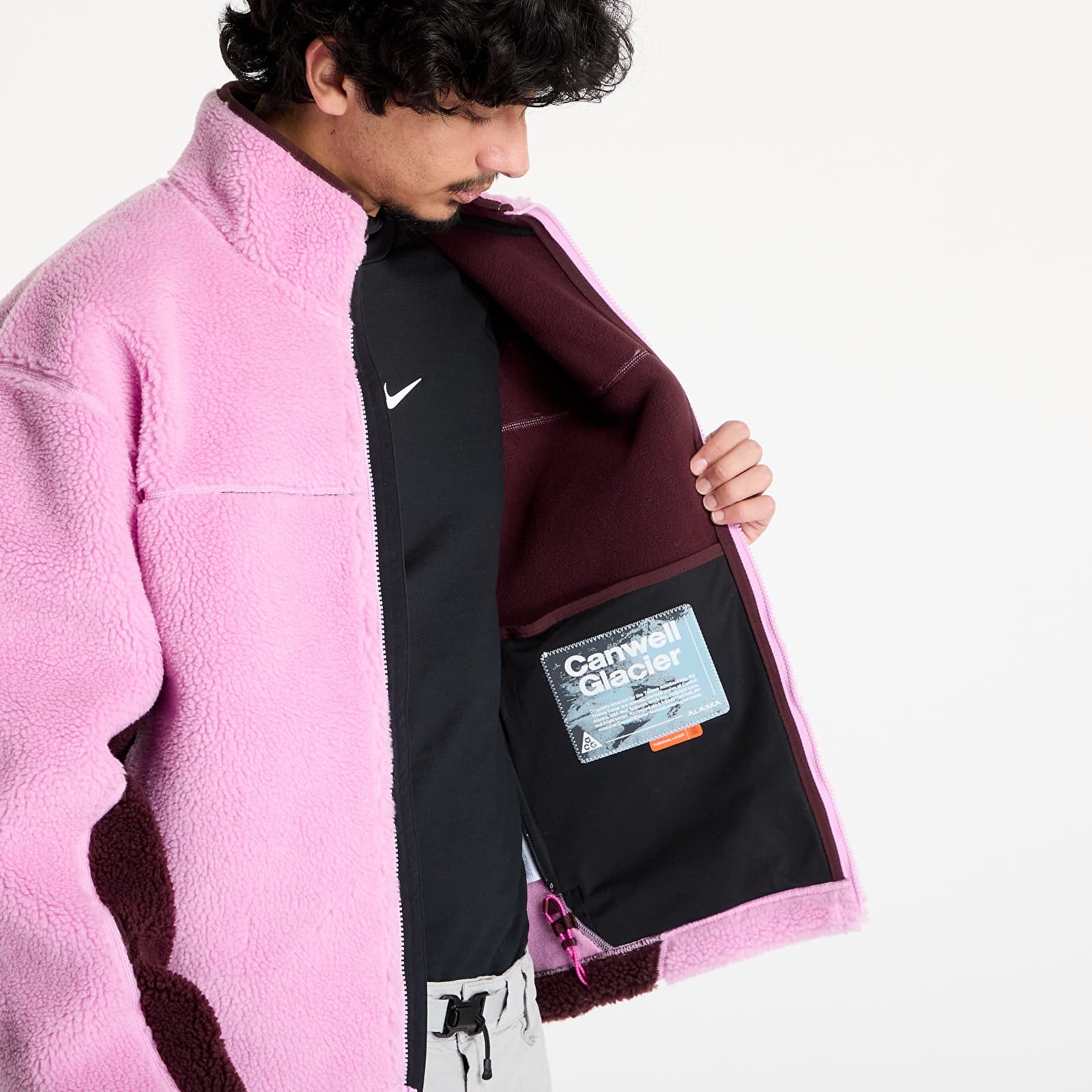 Pánské mikiny Nike ACG "Canwell Glacier" Men's Therma-FIT ADV Windproof Fleece Beyond Pink/ Burgundy Crush/ Summit White