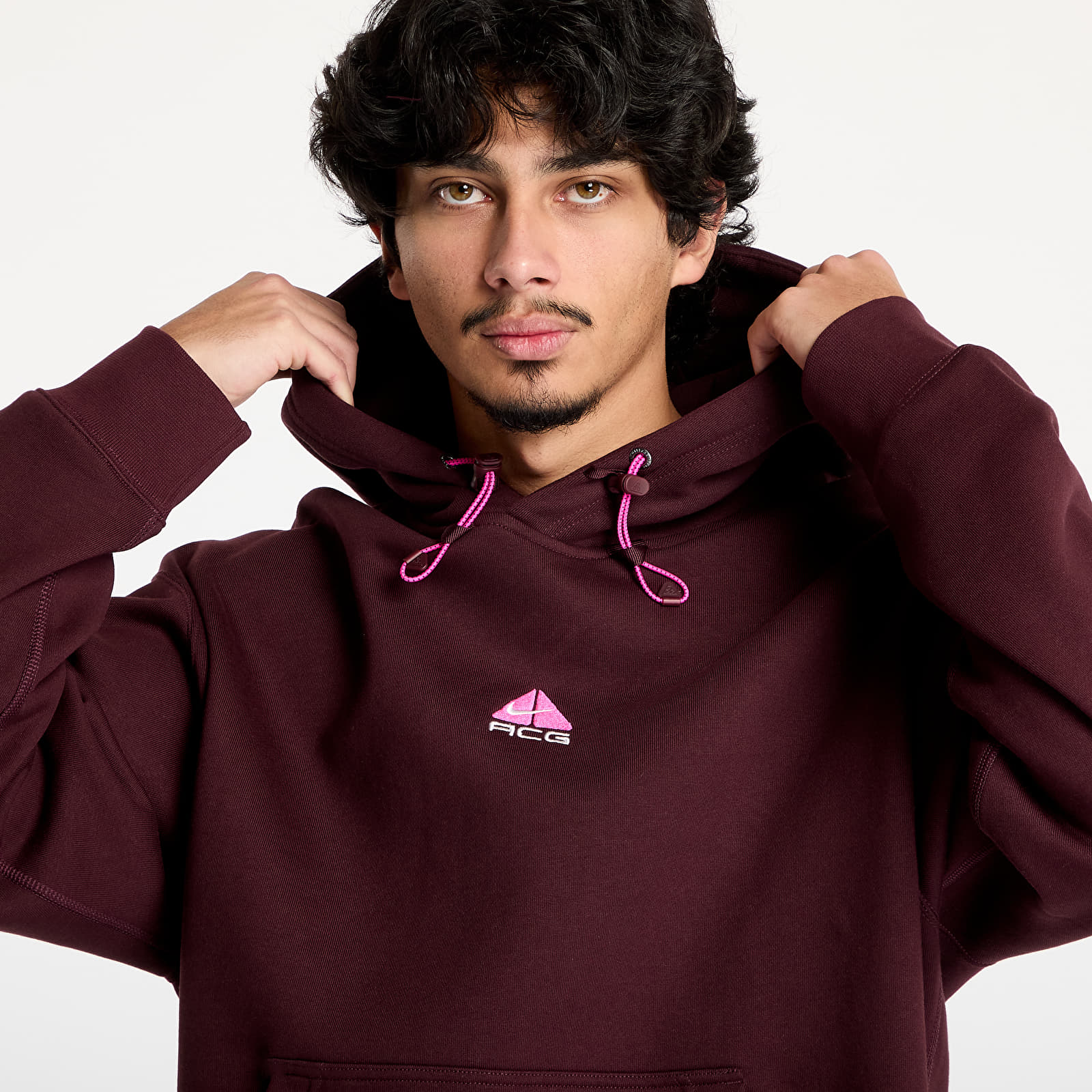 Sudaderas de hombre Nike ACG Therma-FIT Fleece Pullover Hoodie UNISEX Burgundy Crush/ Summit White