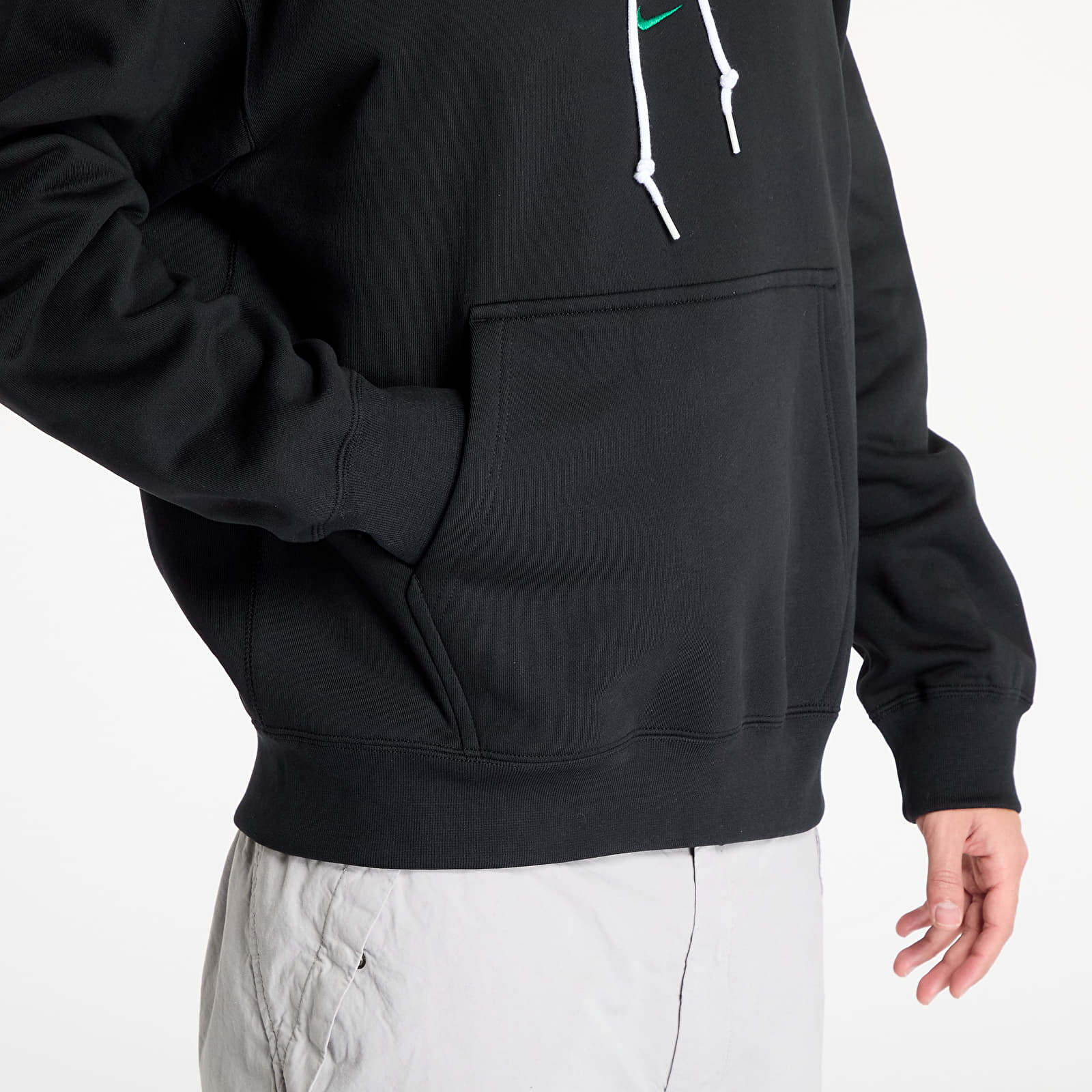 Men's sweatshirts Nike Solo Swoosh Men's Fleece Hoodie Black/ Malachite