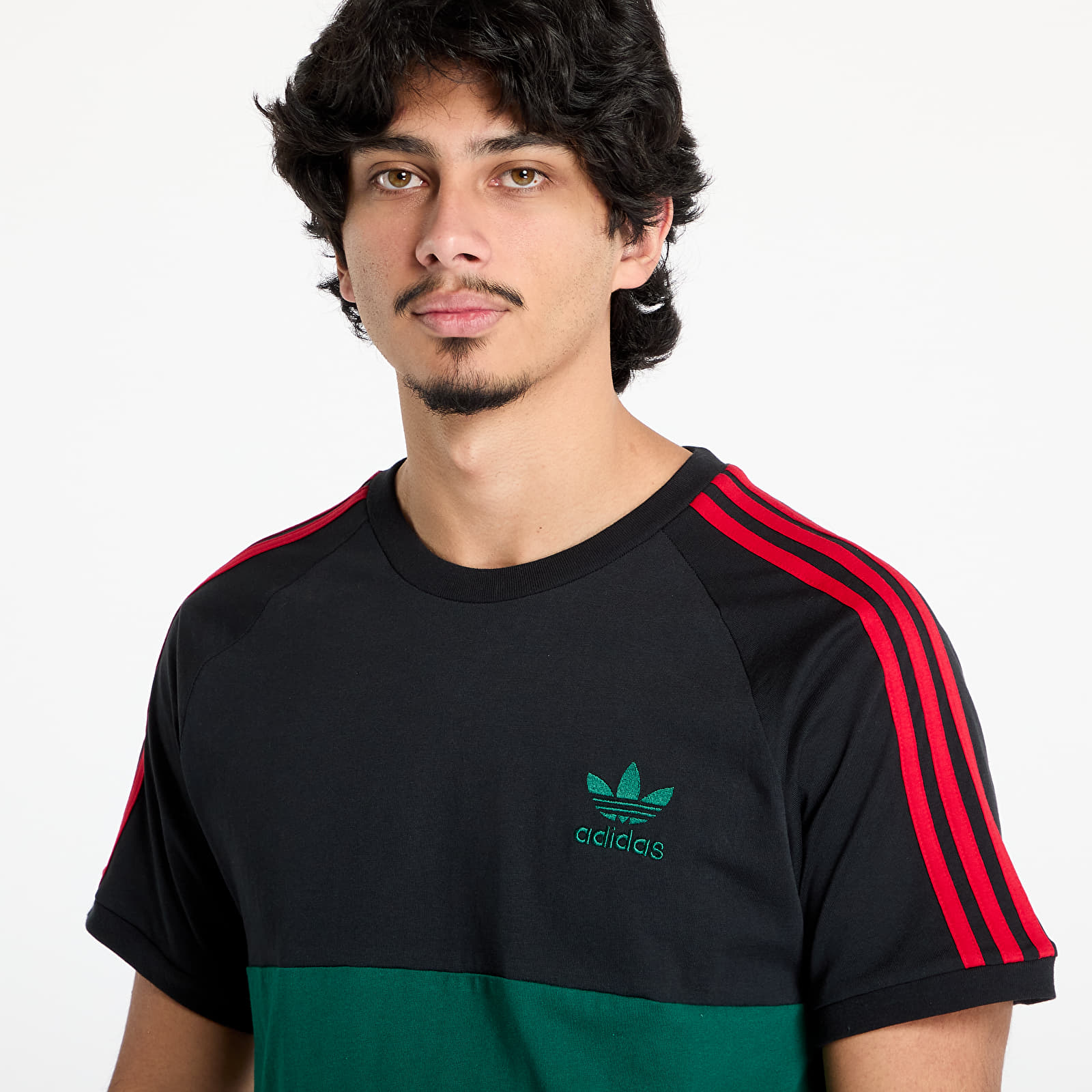Camisetas adidas 3 Stripes Panel T-Shirt Black/ Core Green