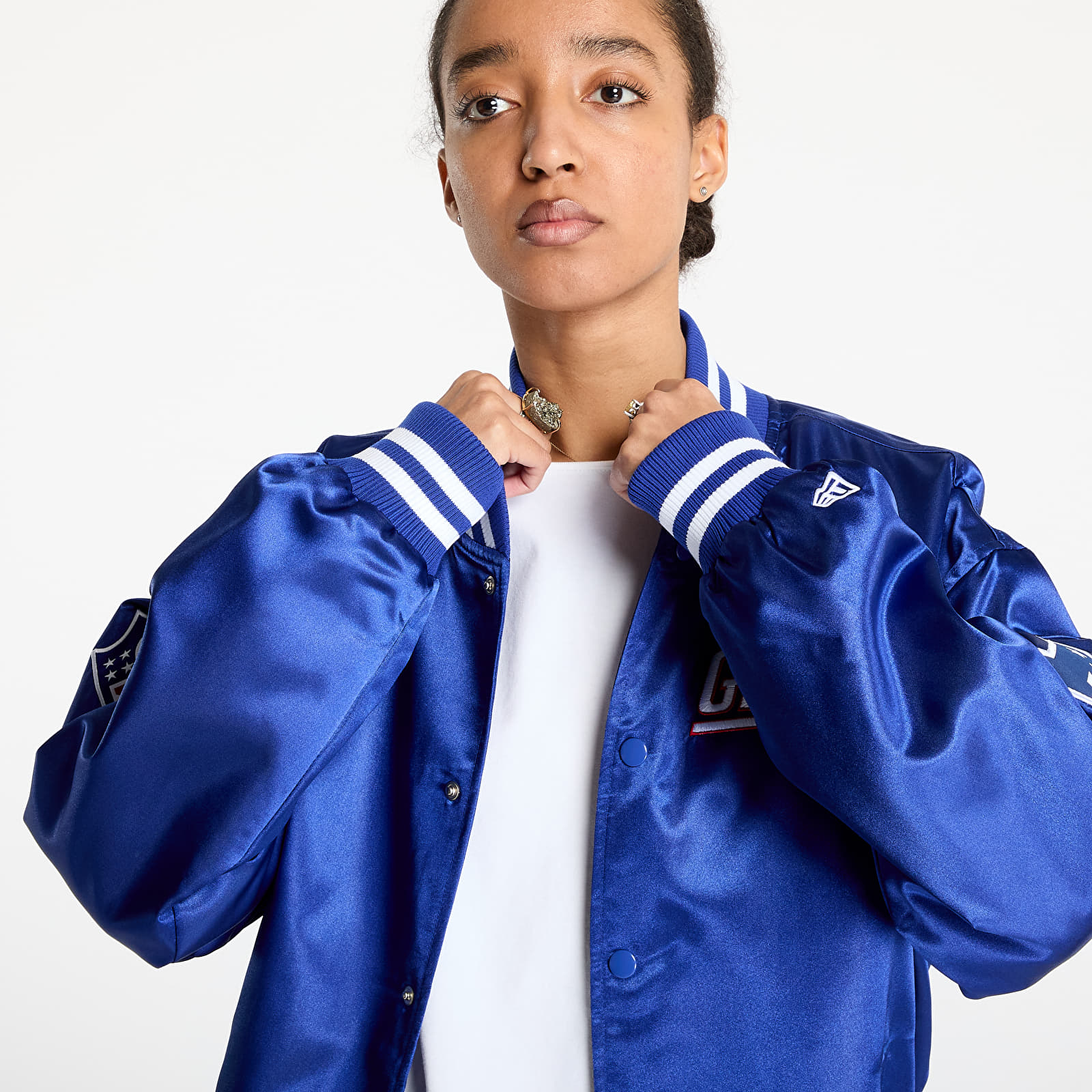 Men's bombers New Era New York Giants NFL Satin Bomber Jacket UNISEX Calming Blue/ White