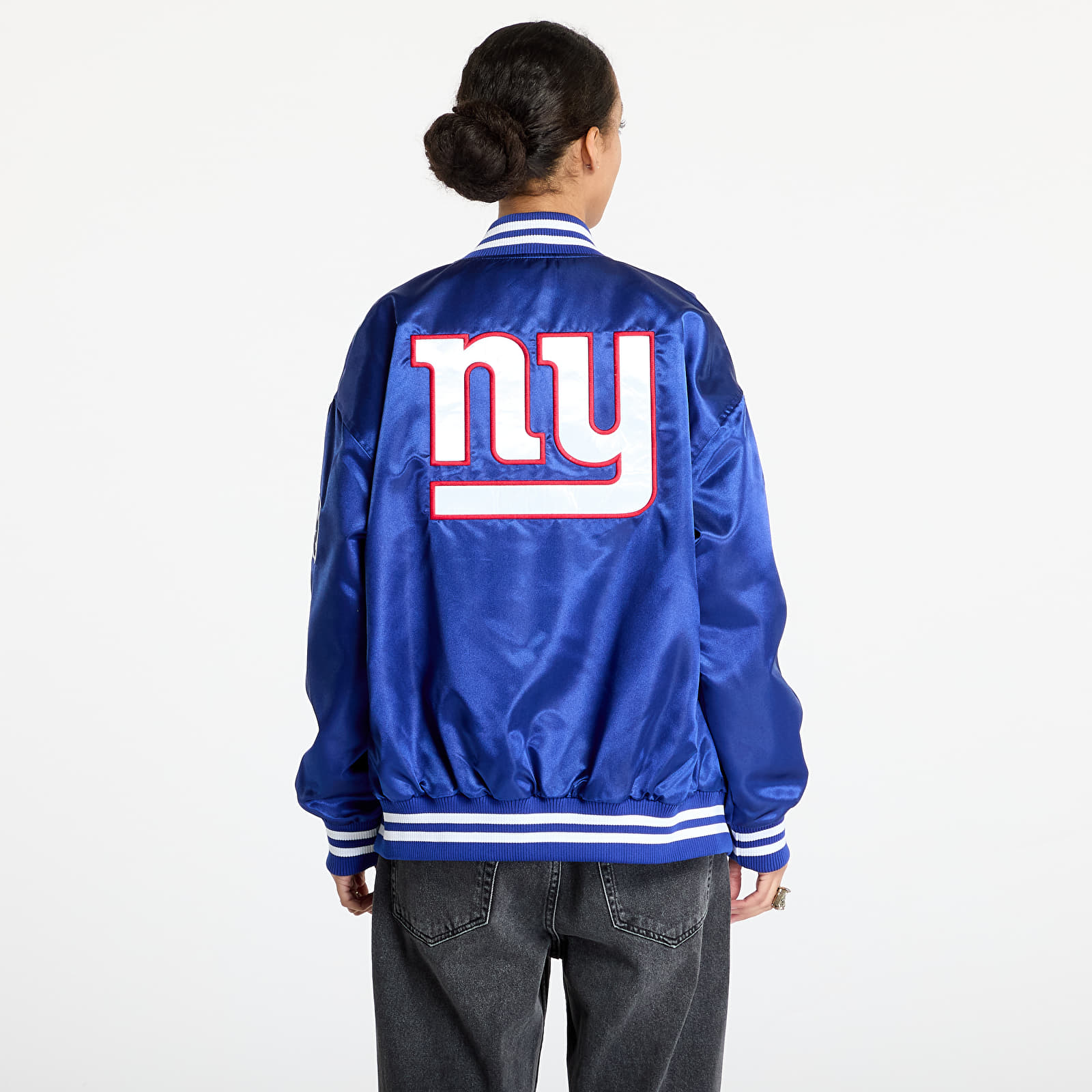 Men's bombers New Era New York Giants NFL Satin Bomber Jacket UNISEX Calming Blue/ White